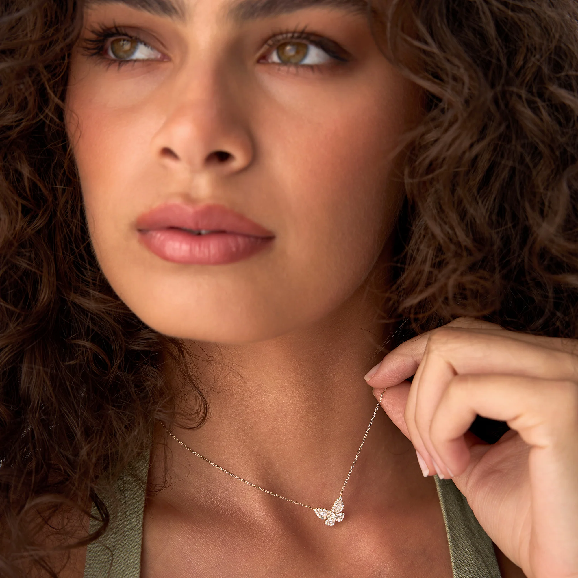 14k Baguette Diamond Butterfly Necklace - Image 5
