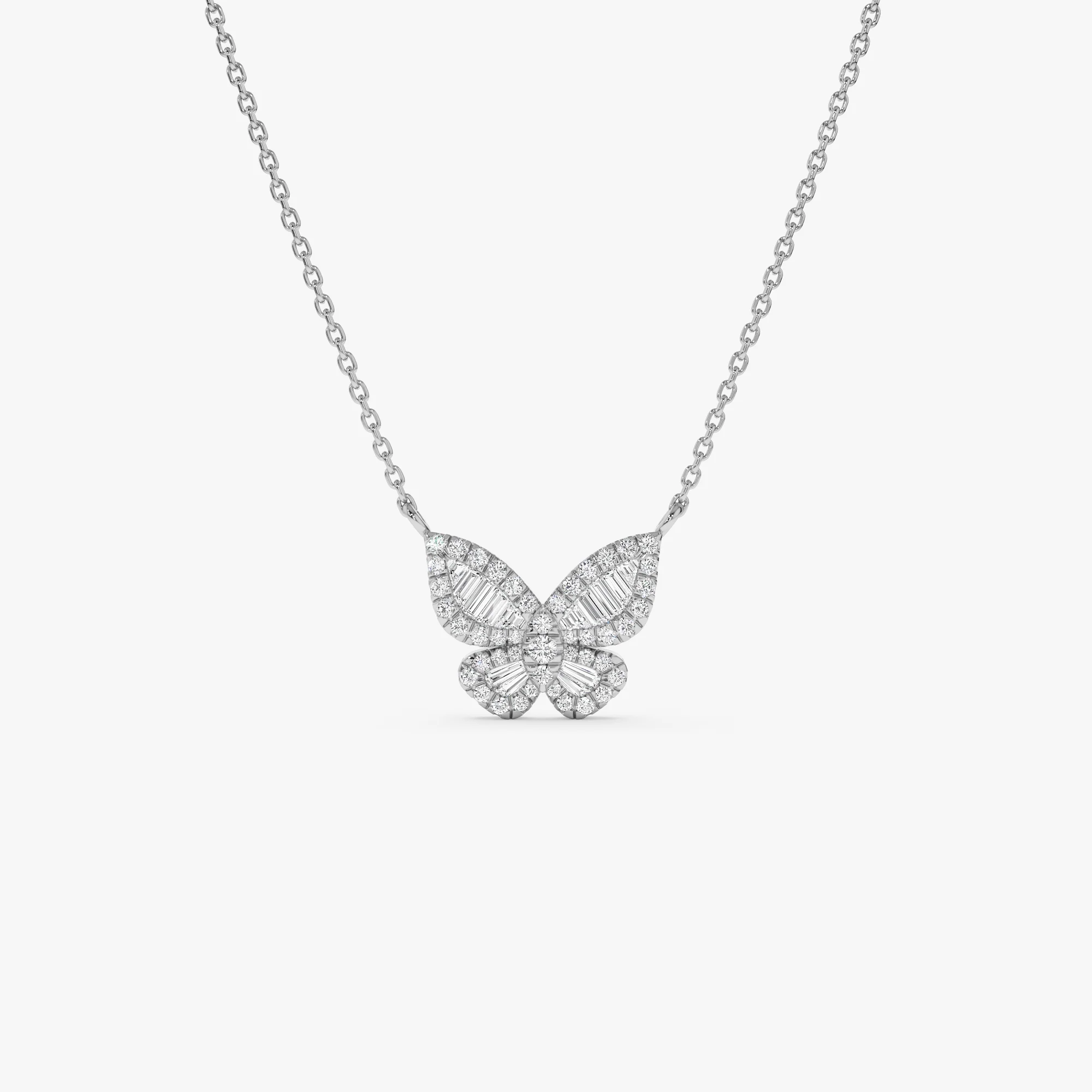 14k Baguette Diamond Butterfly Necklace - Image 6