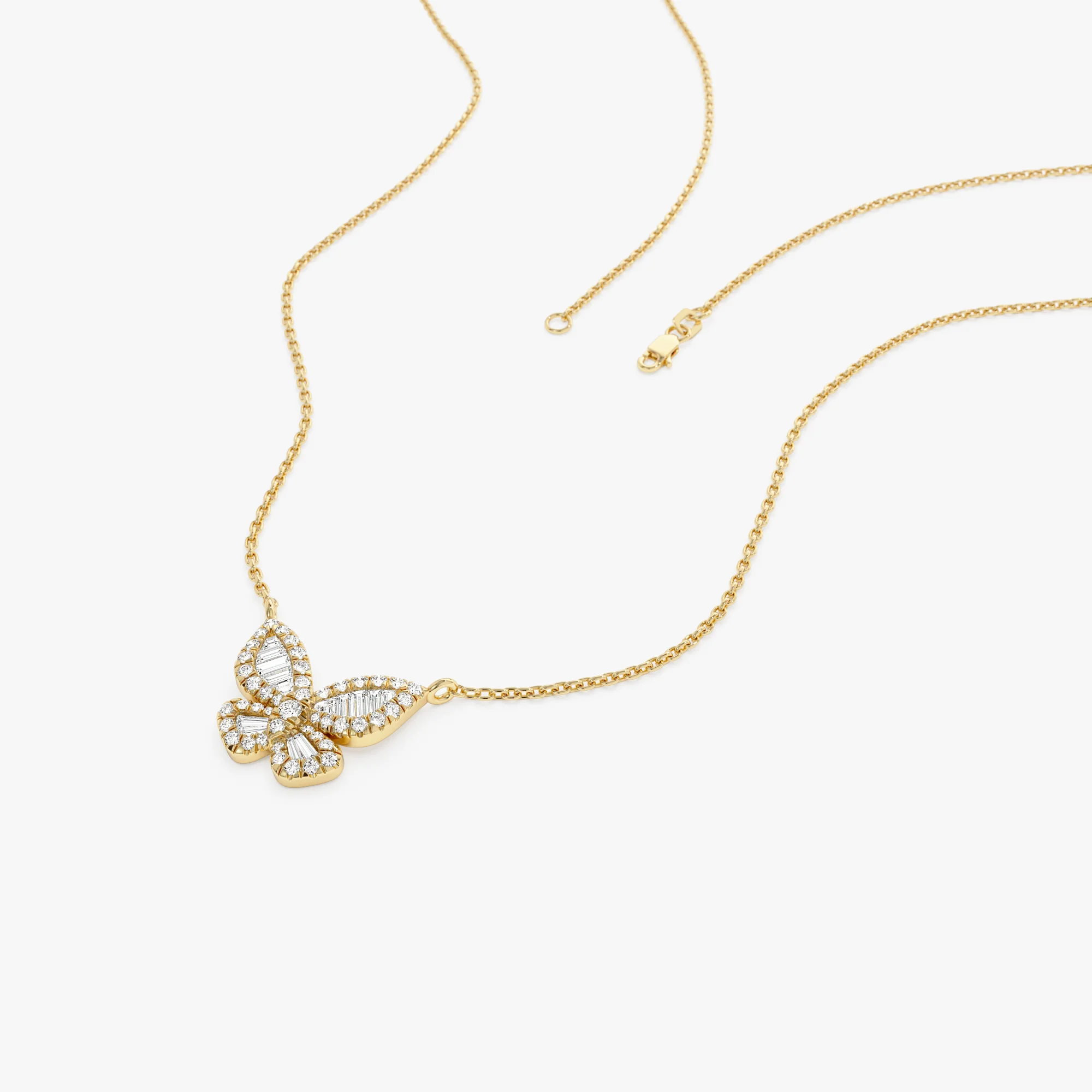 14k Baguette Diamond Butterfly Necklace - Image 7