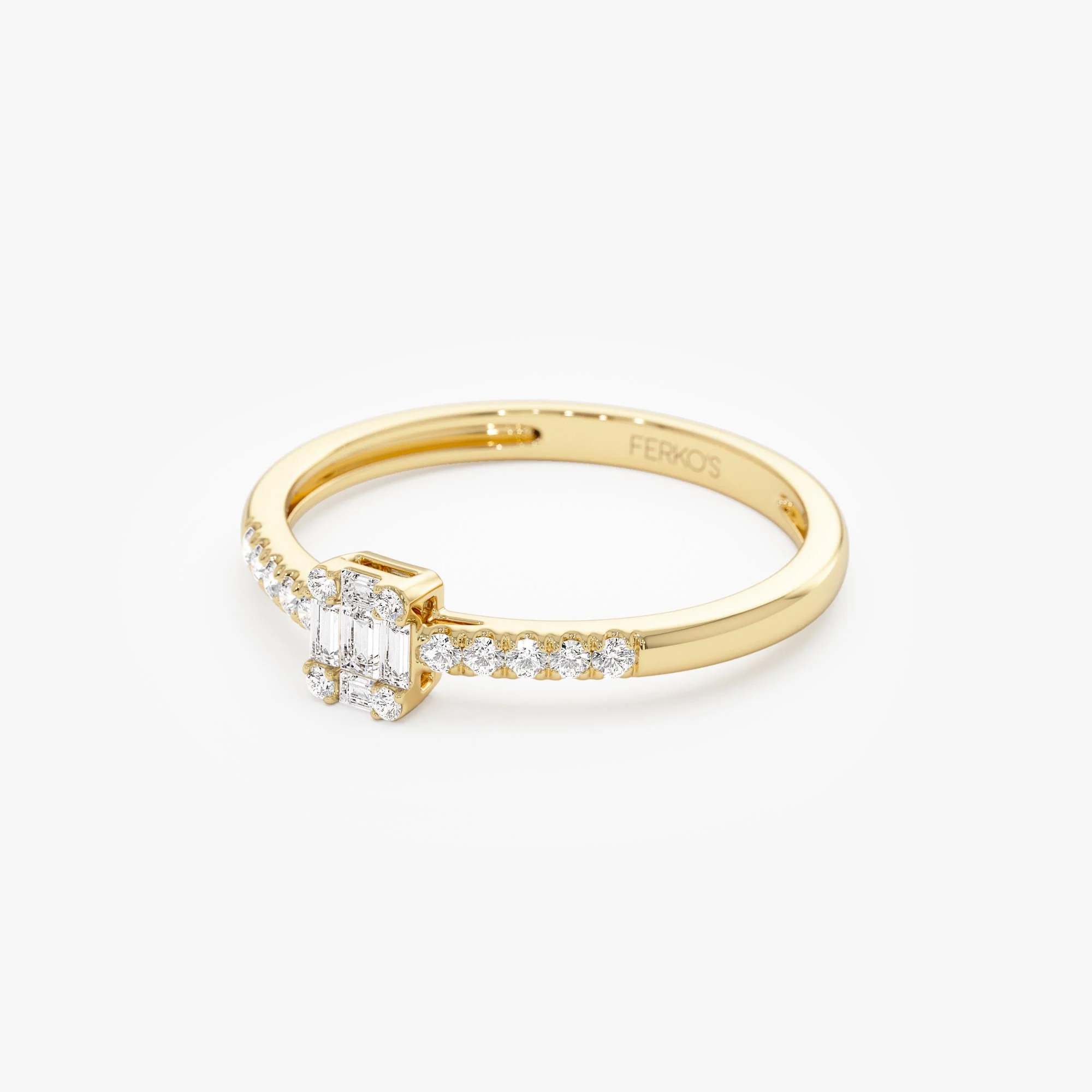 14k Baguette Diamond Cluster Stacking Pavé Band - Image 8
