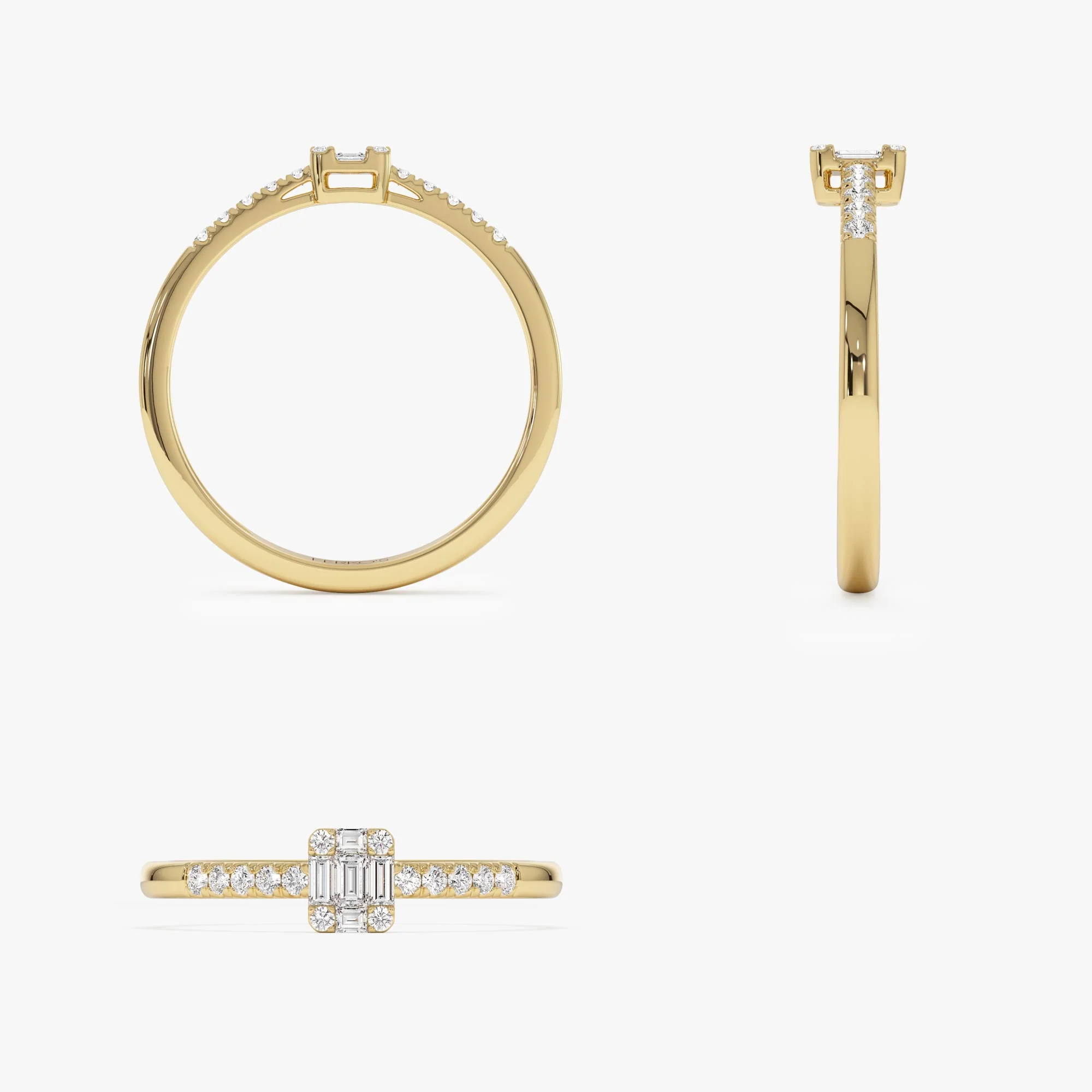 14k Baguette Diamond Cluster Stacking Pavé Band - Image 9