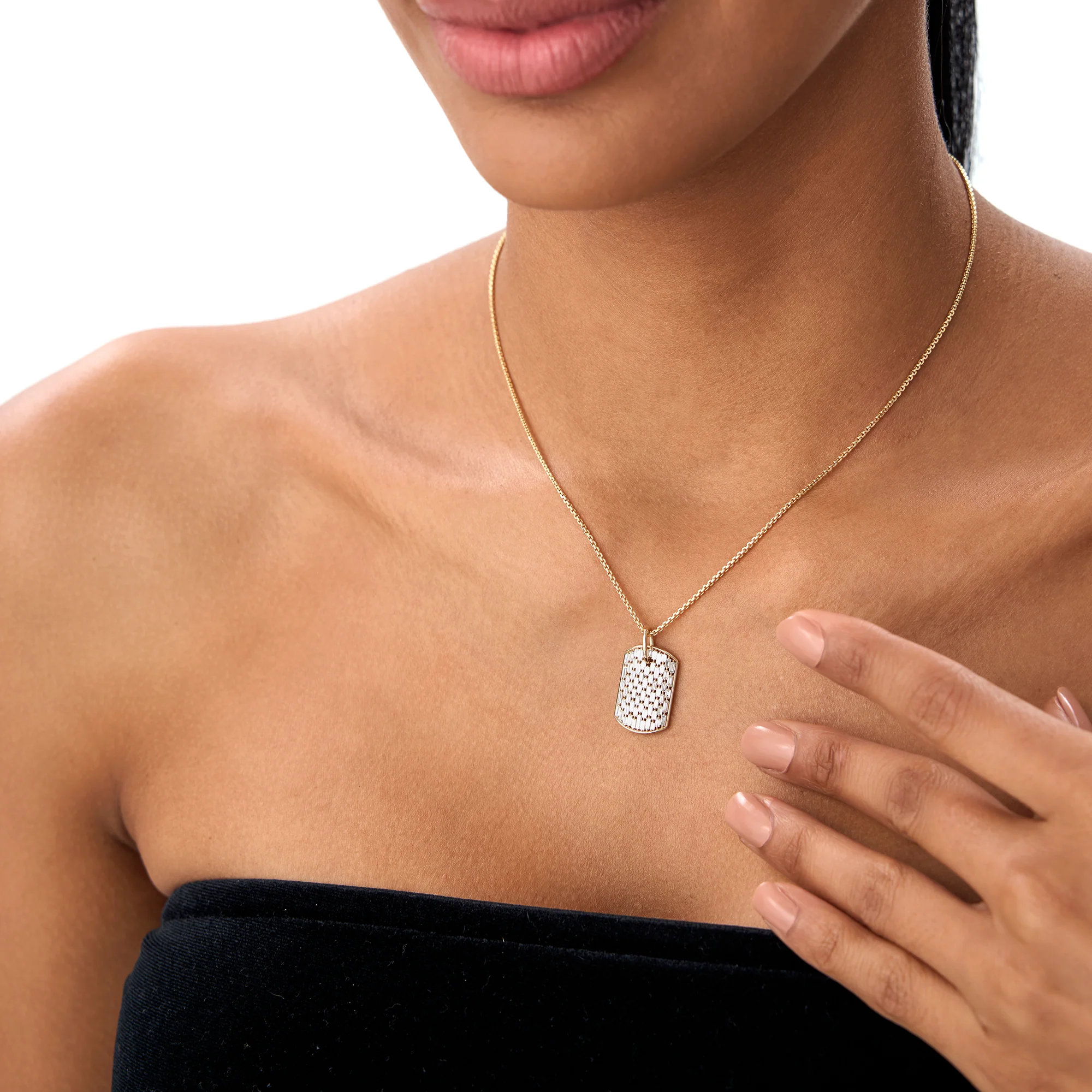 14K Baguette Diamond Dog Tag Pendant - Image 5