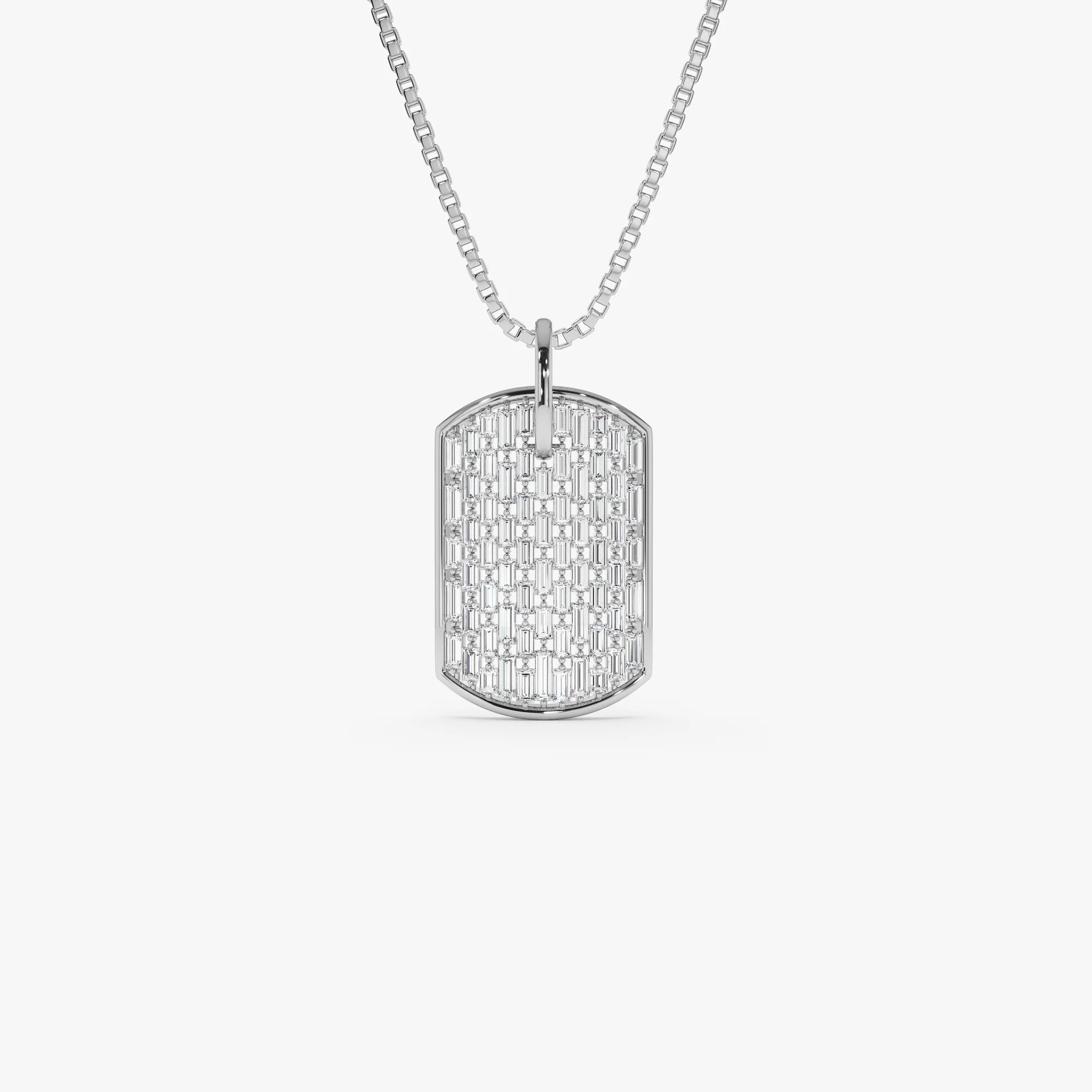14K Baguette Diamond Dog Tag Pendant - Image 6