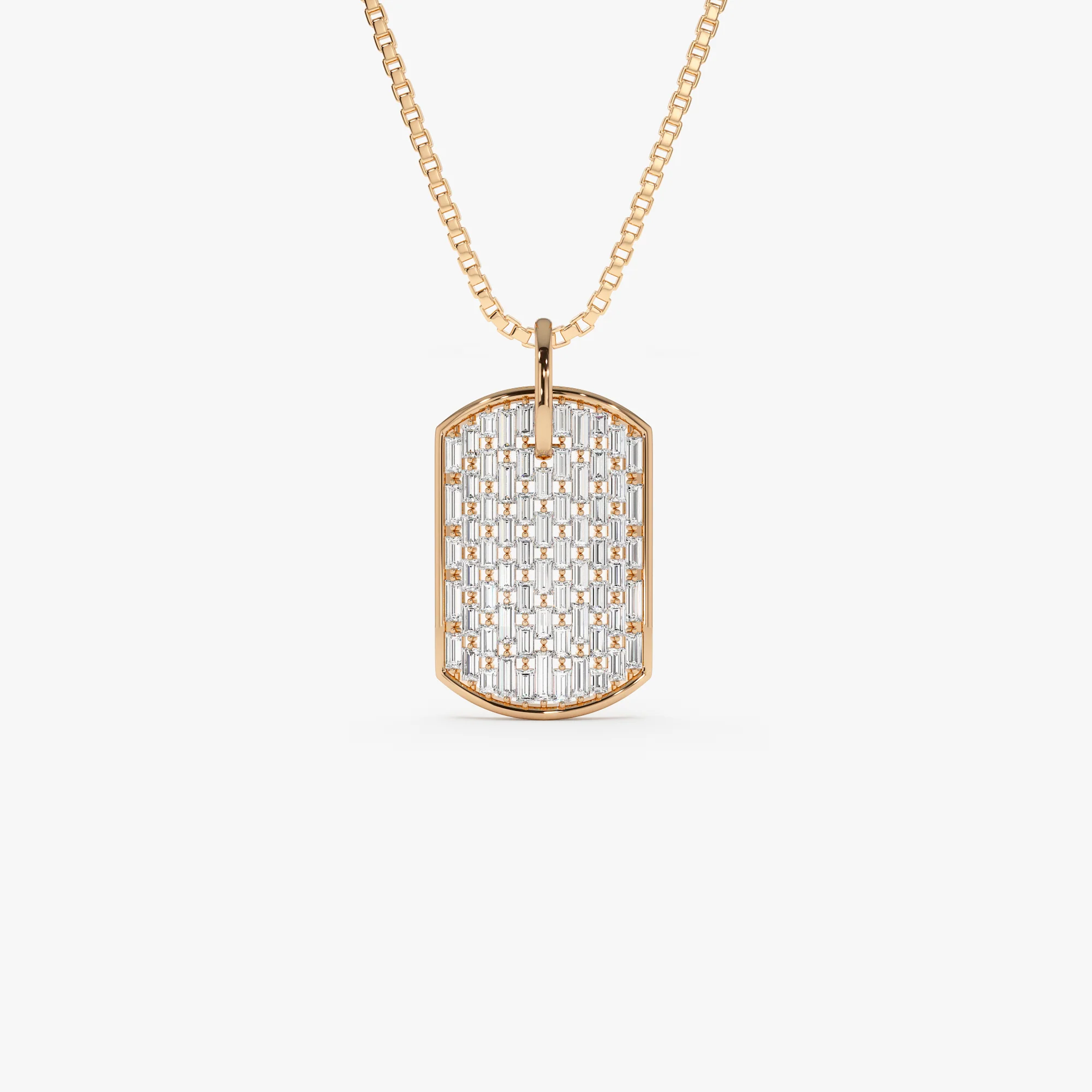 14K Baguette Diamond Dog Tag Pendant - Image 7
