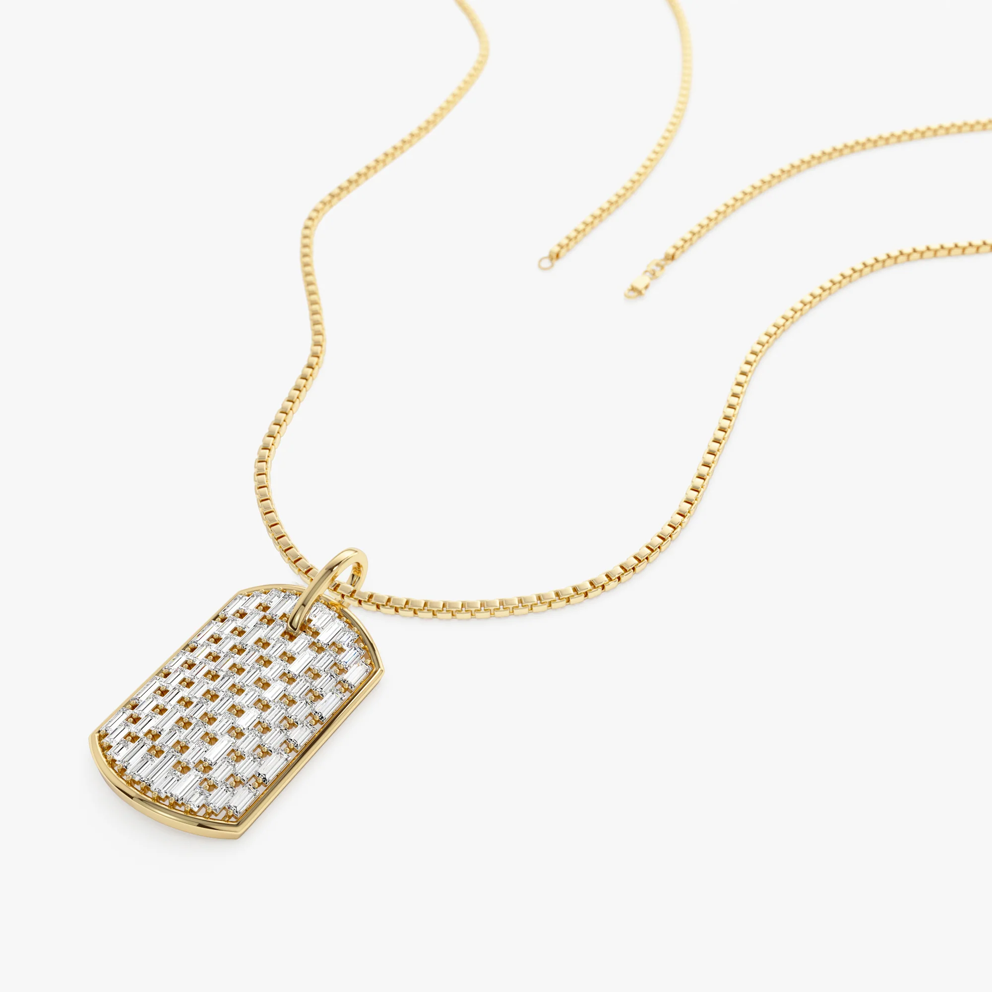 14K Baguette Diamond Dog Tag Pendant - Image 8