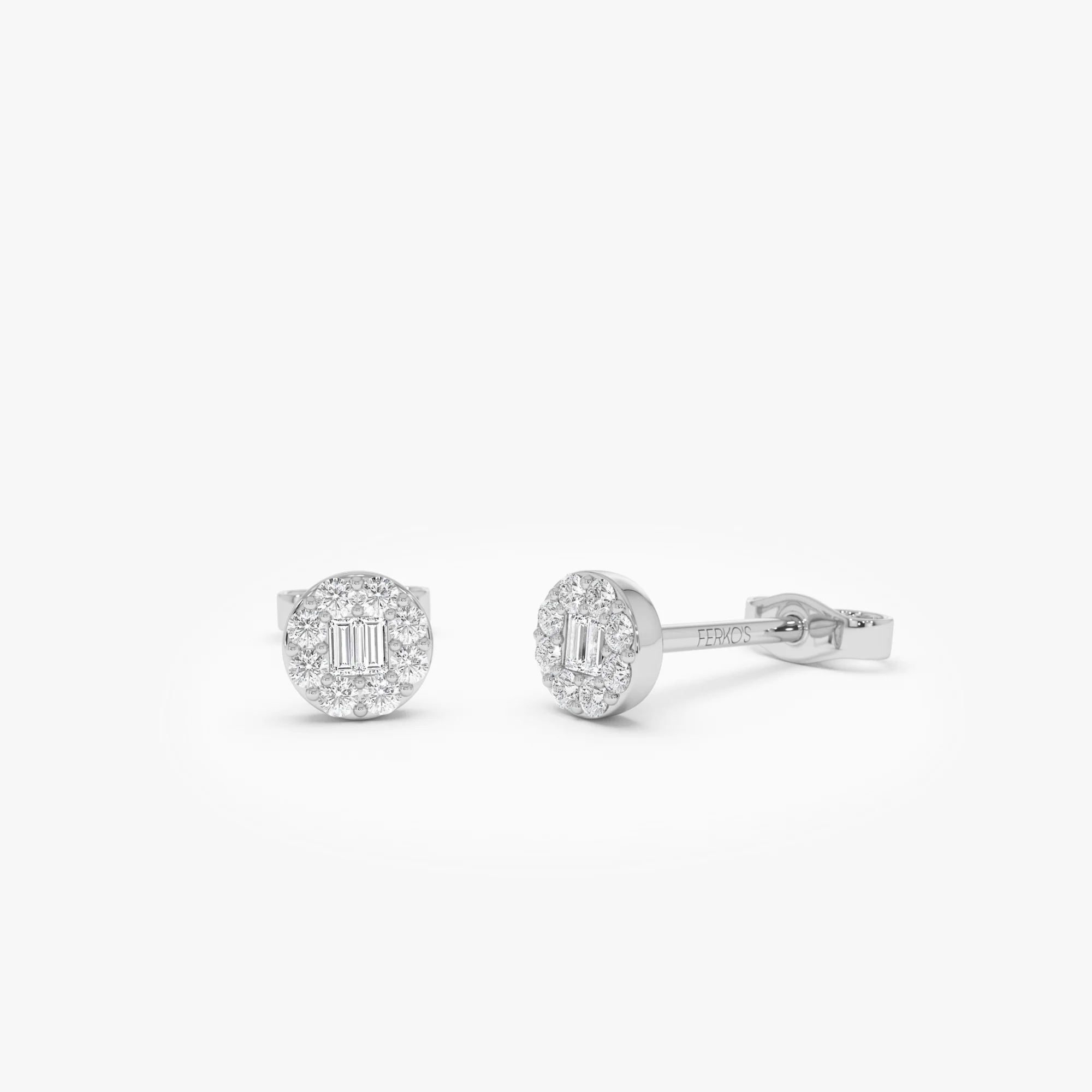 14k Baguette Diamond Halo Earrings - Image 6