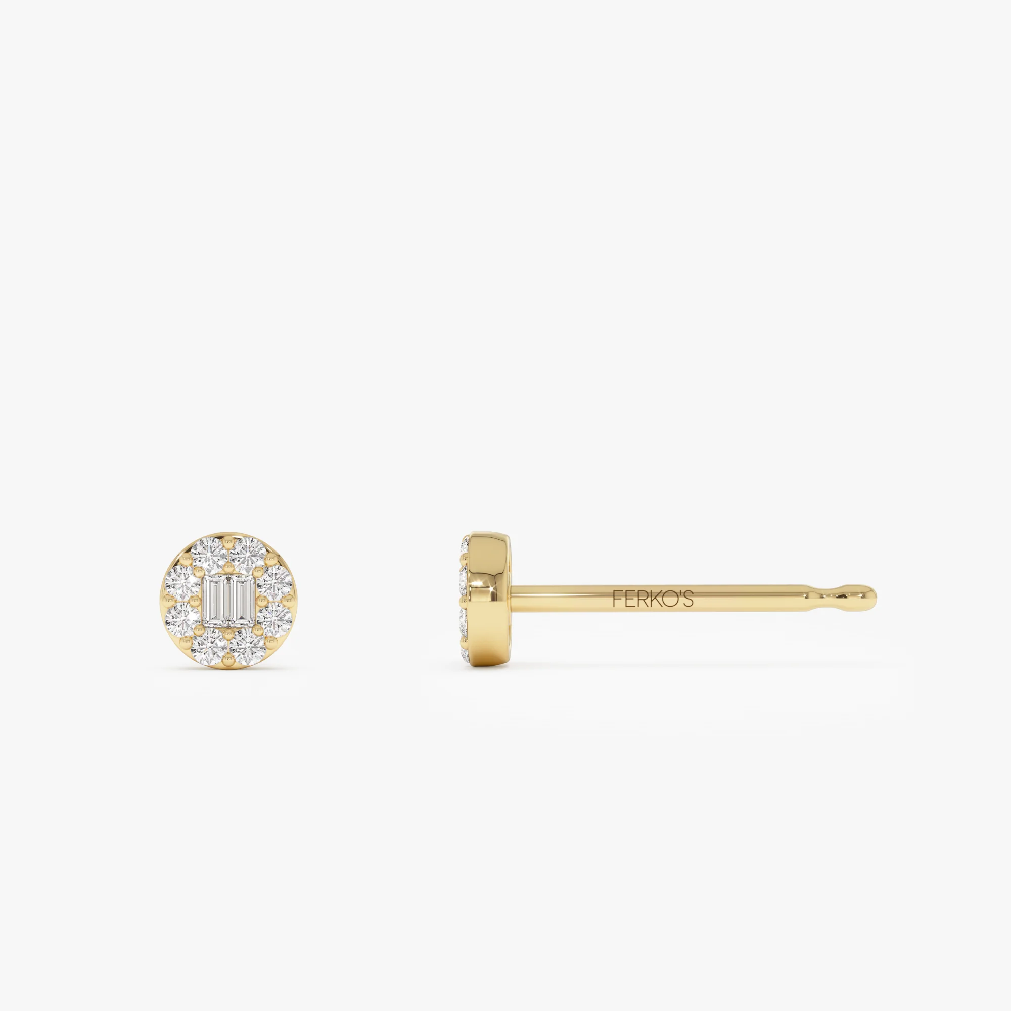 14k Baguette Diamond Halo Earrings - Image 7
