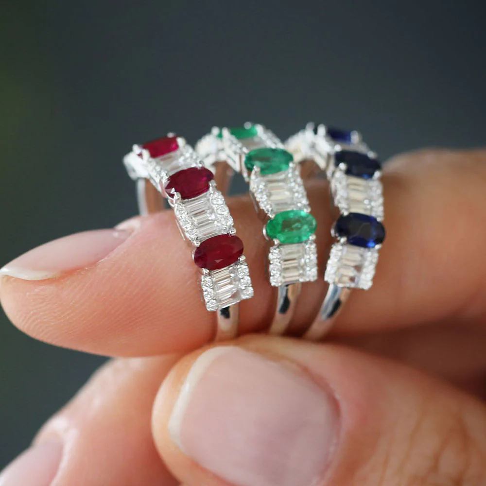 14K Baguette & Round Diamond with Genuine Ruby Ring - Image 4