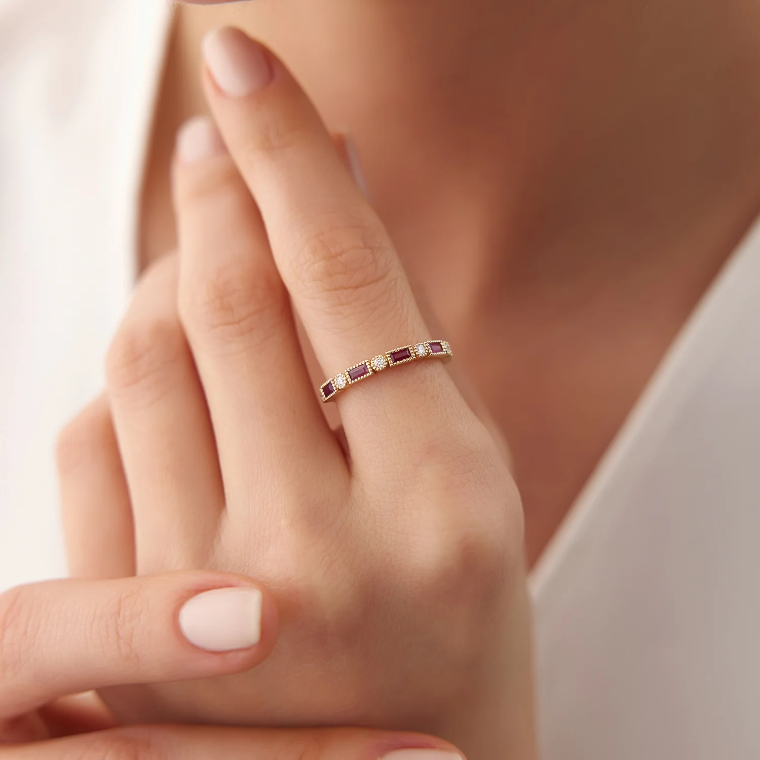 14k Baguette Ruby and Diamond Ring - Image 3