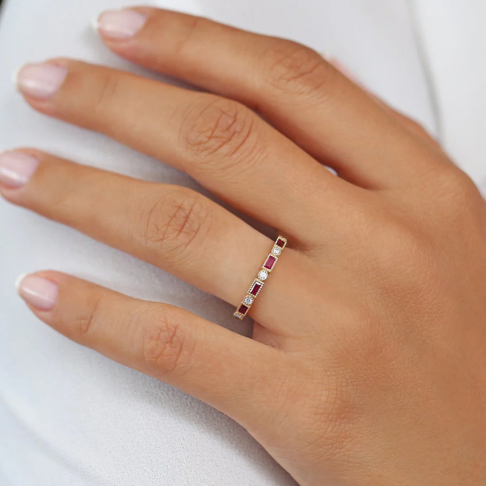 14k Baguette Ruby and Diamond Ring - Image 5