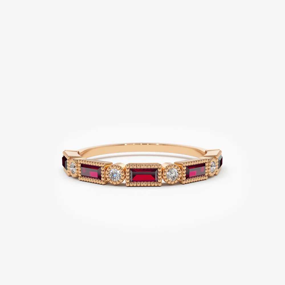 14k Baguette Ruby and Diamond Ring - Image 7