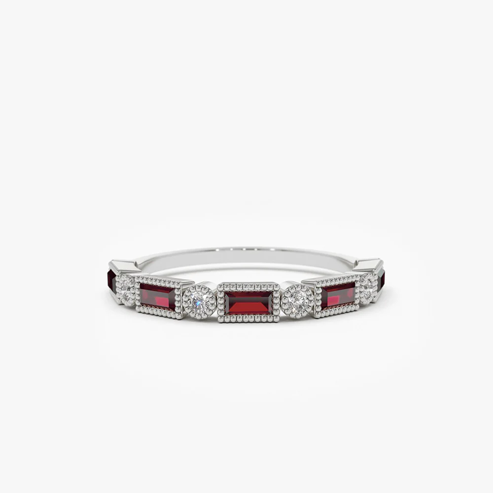 14k Baguette Ruby and Diamond Ring - Image 8
