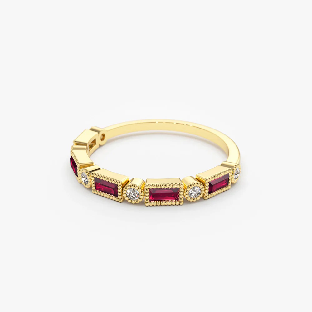 14k Baguette Ruby and Diamond Ring - Image 9