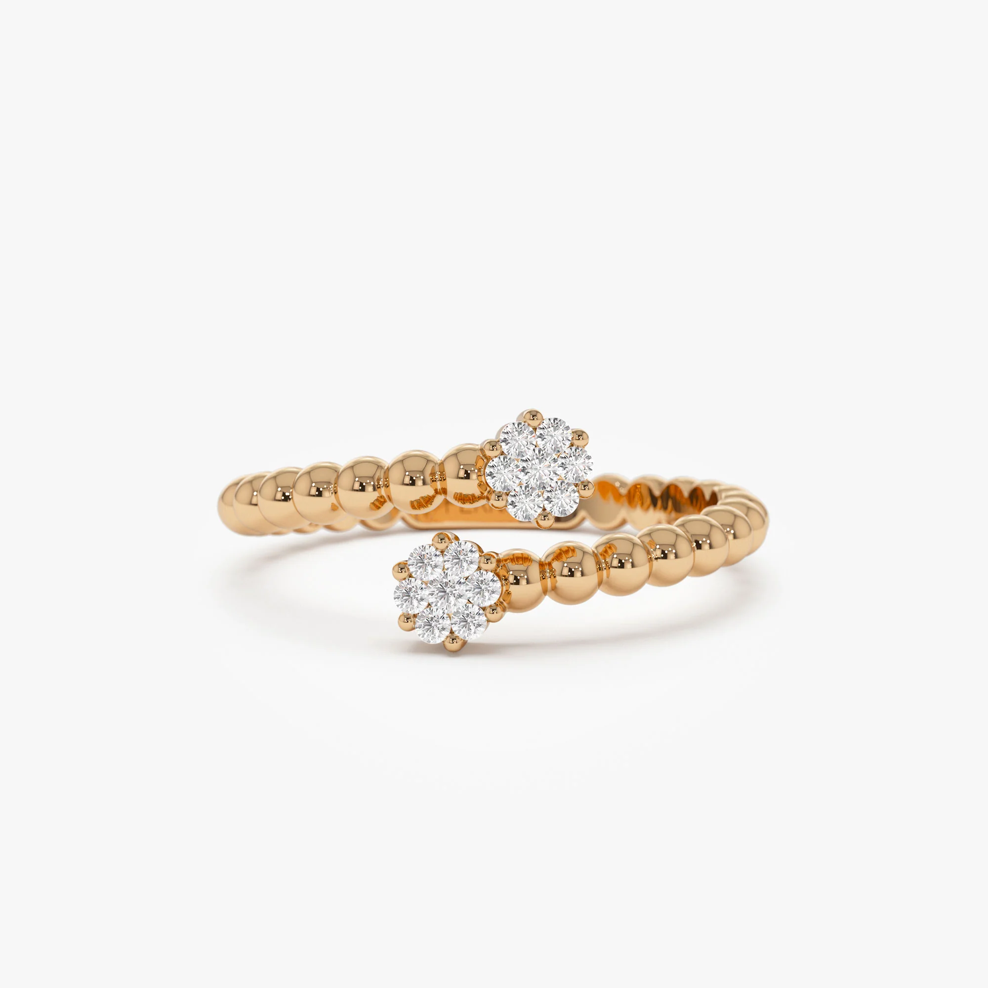 14k Beaded Open Bypass Diamond Illusion Ring - Image 5