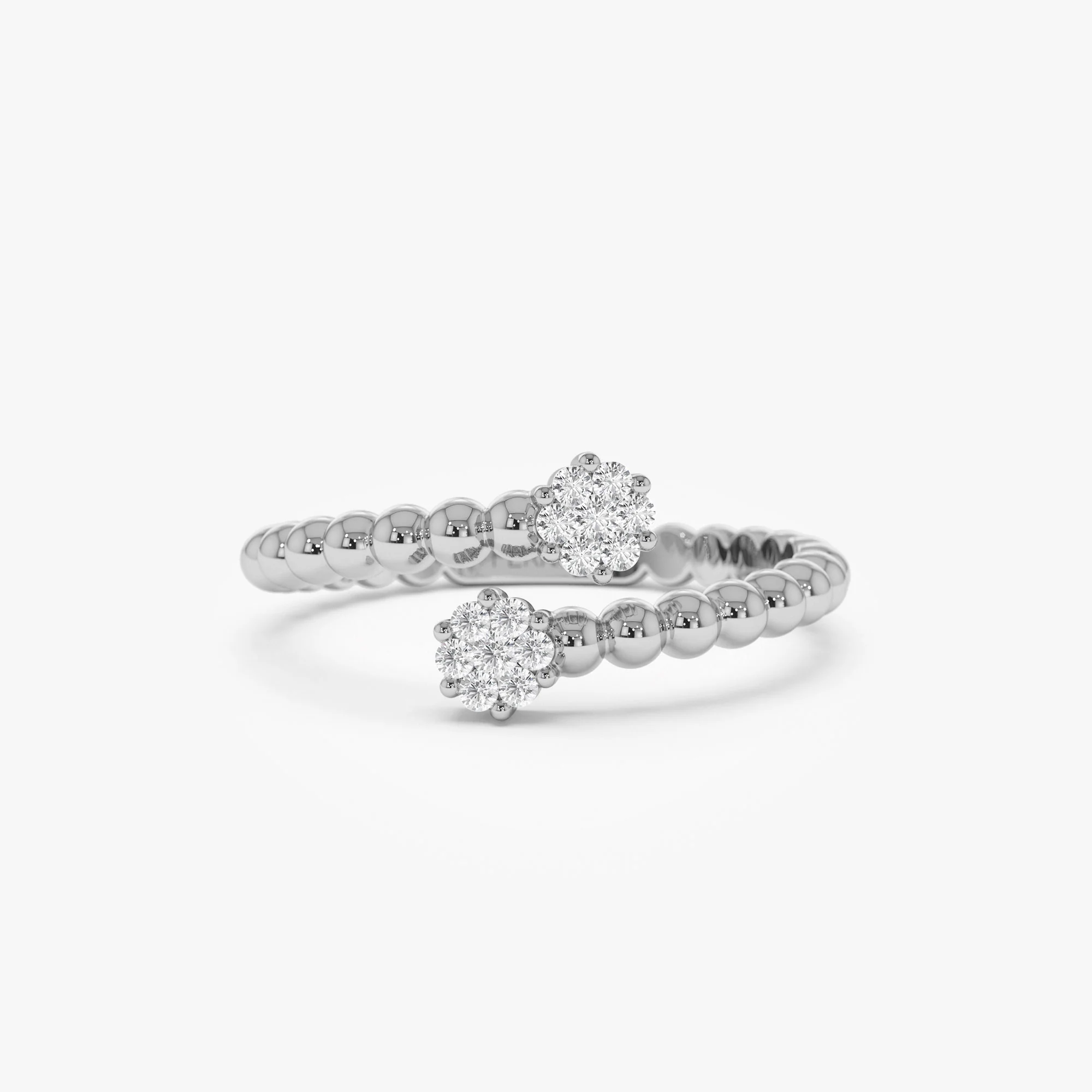 14k Beaded Open Bypass Diamond Illusion Ring - Image 6