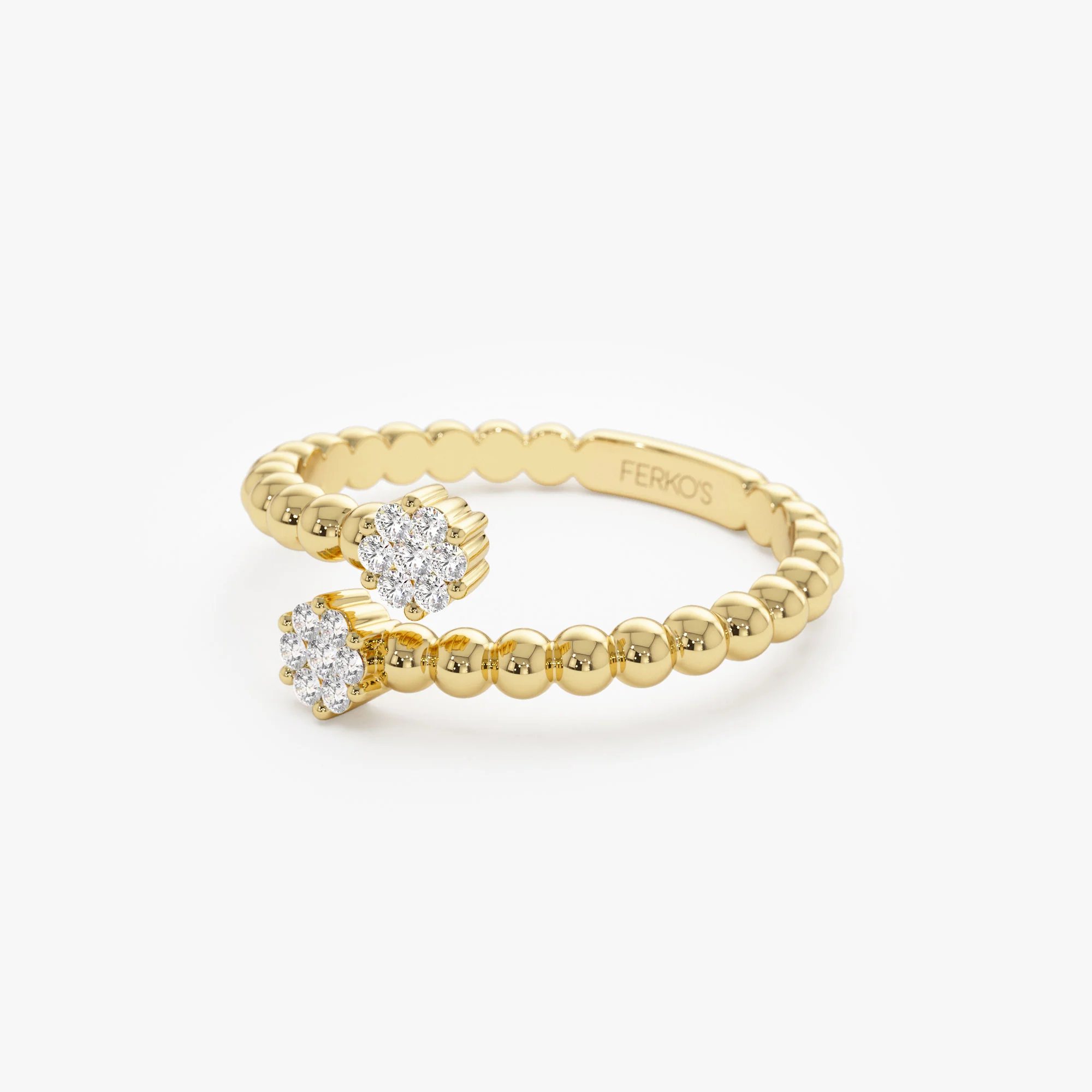 14k Beaded Open Bypass Diamond Illusion Ring - Image 7
