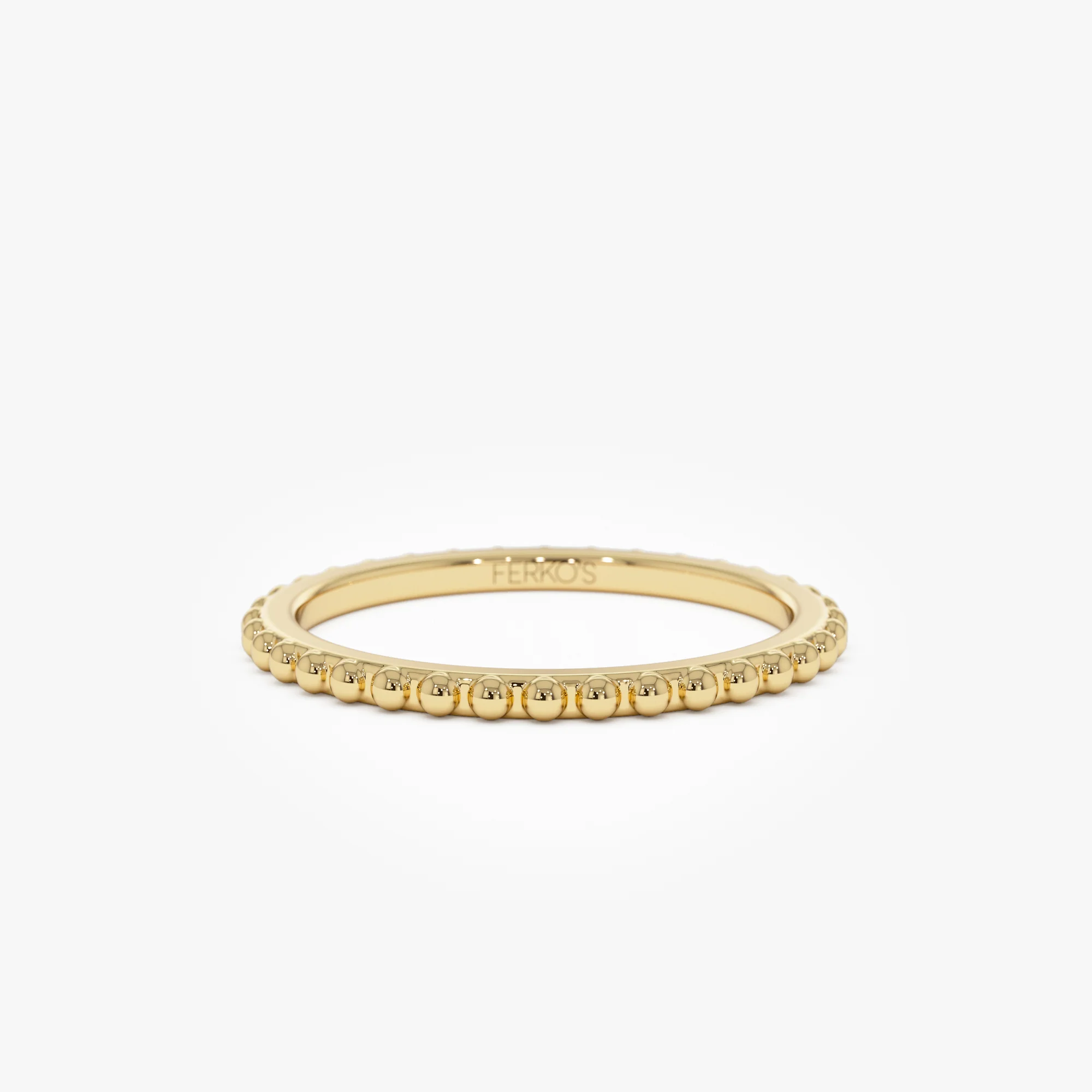 14k Beaded Wedding Band