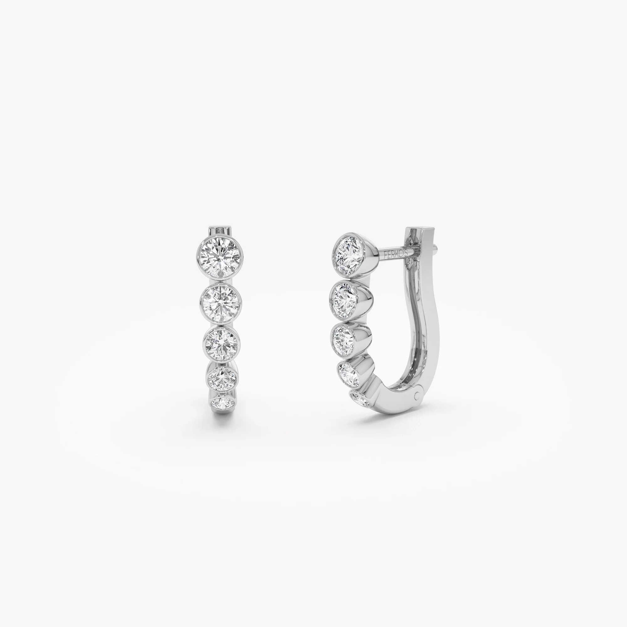 14K Bezel-Set Graduating Diamond Hoop Earrings - Image 6