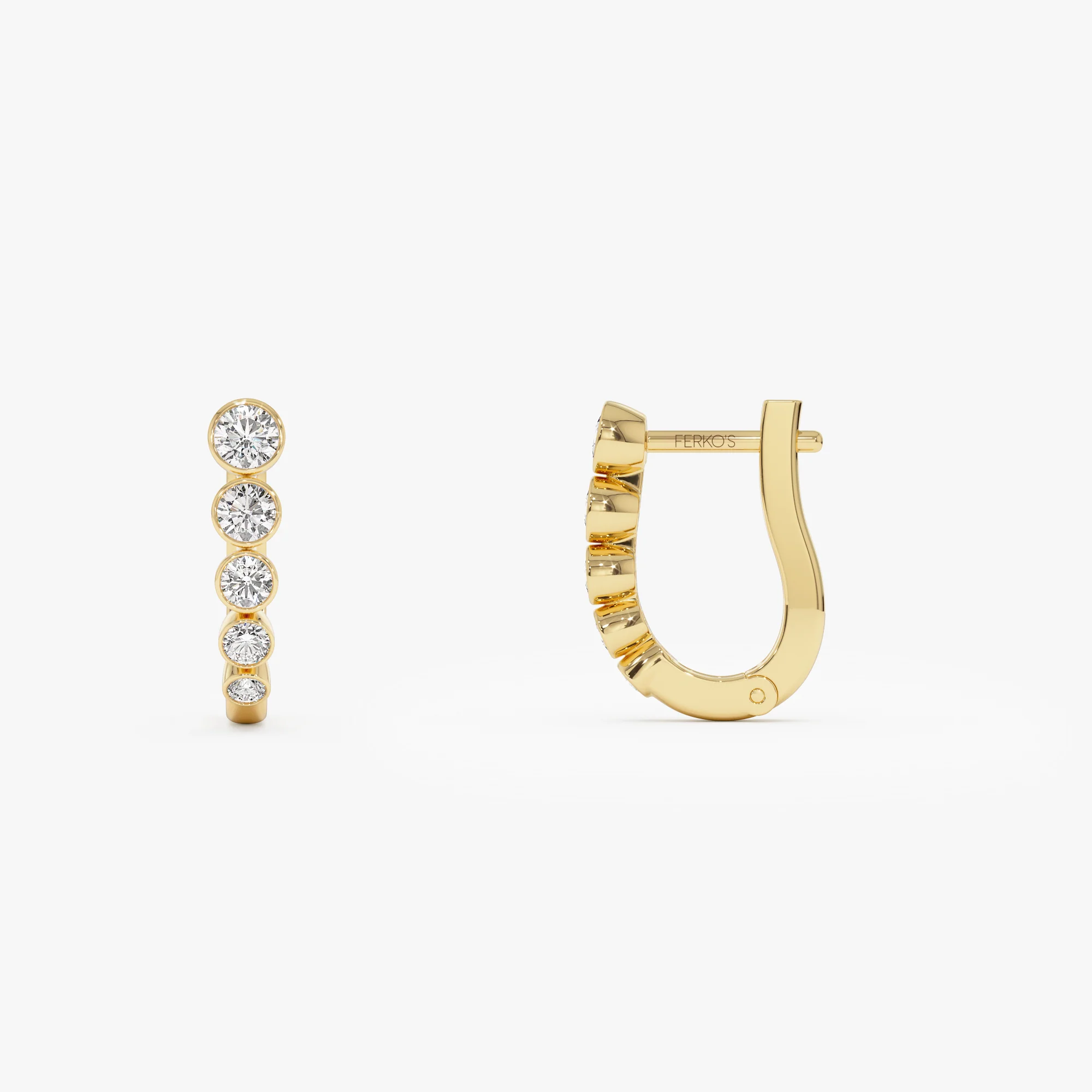 14K Bezel-Set Graduating Diamond Hoop Earrings - Image 7