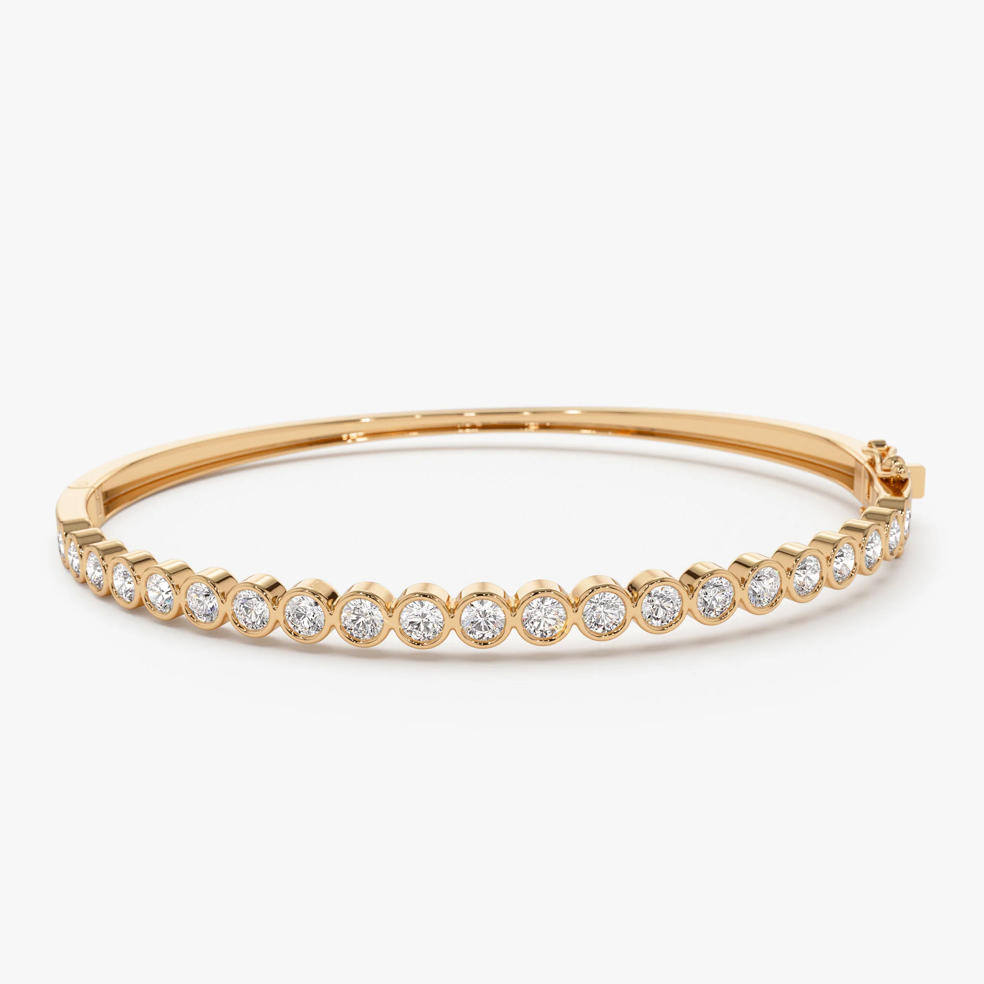 14K Bezel Setting Diamond Bangle - Image 5