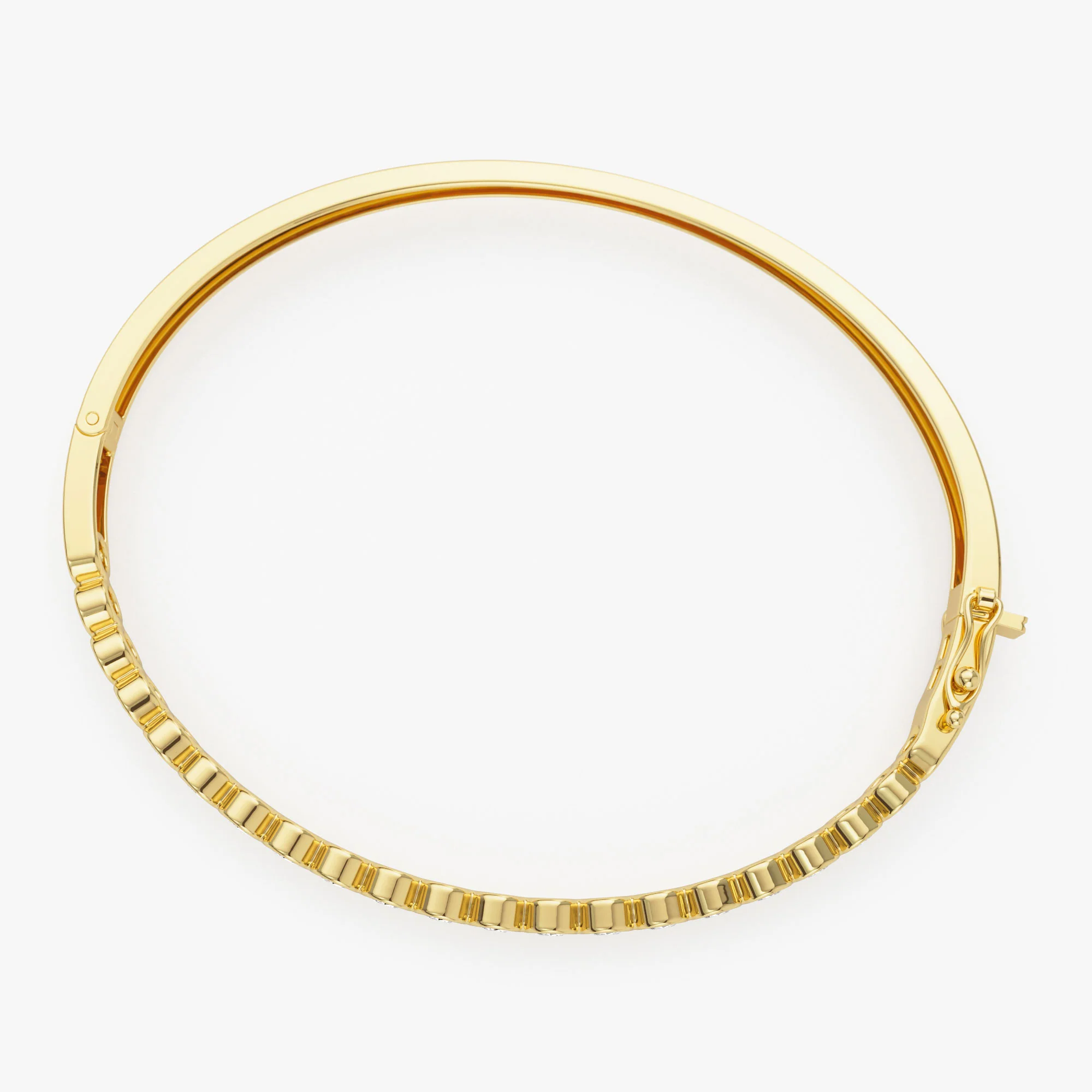 14K Bezel Setting Diamond Bangle - Image 7