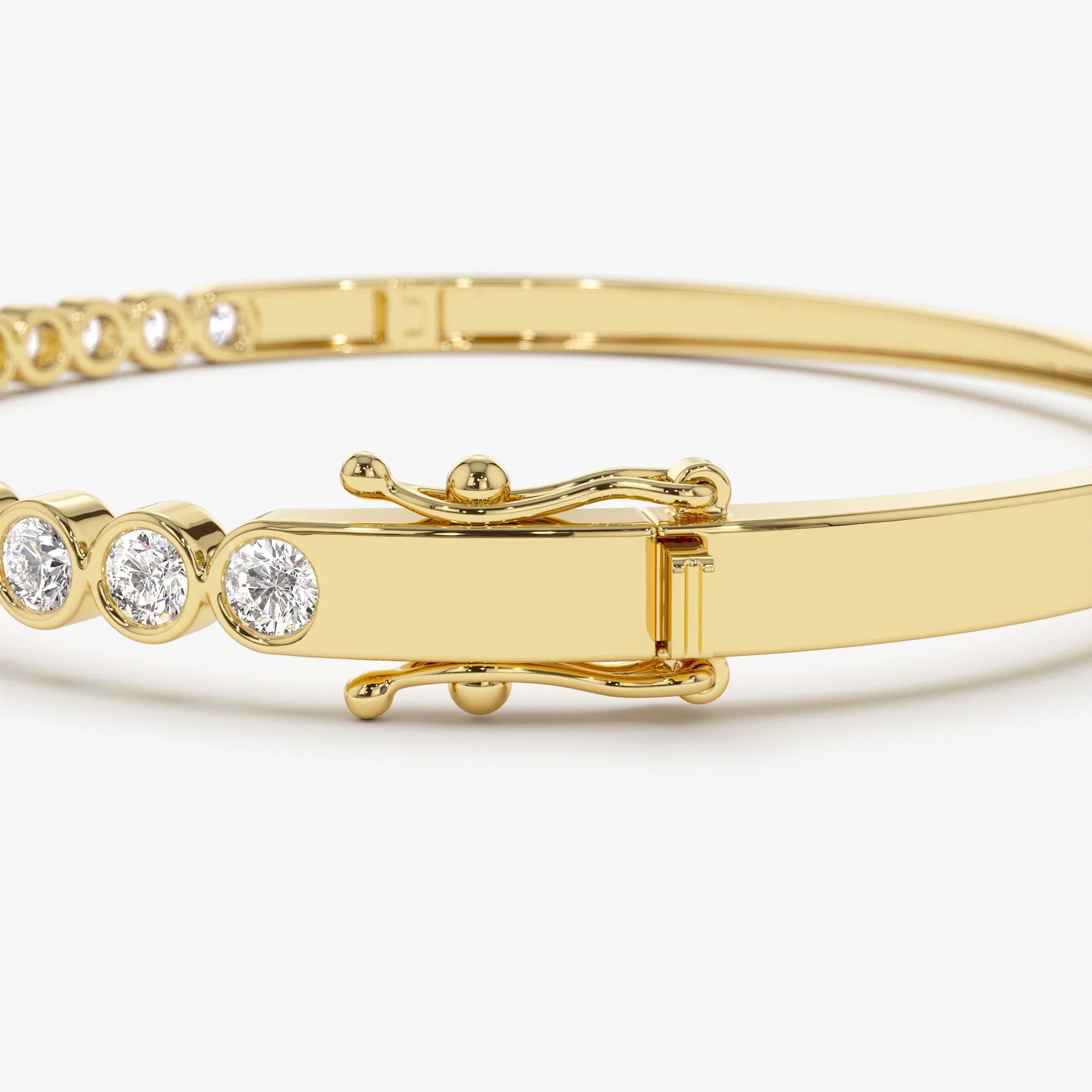 14K Bezel Setting Diamond Bangle - Image 8