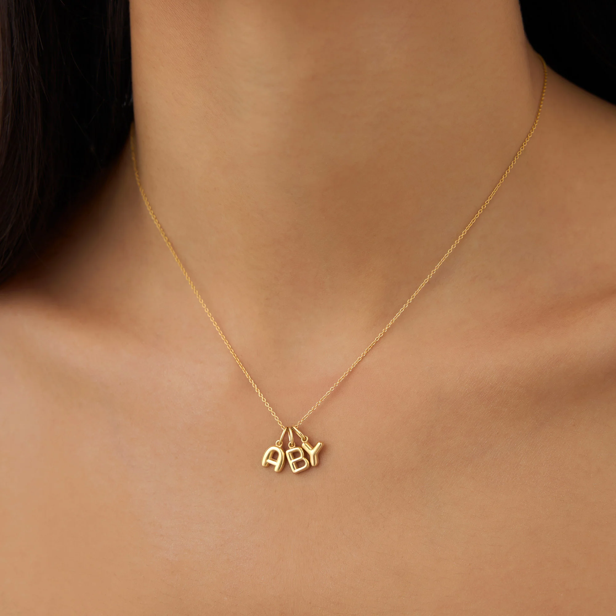 14K Bubble Letter Necklace - Image 4