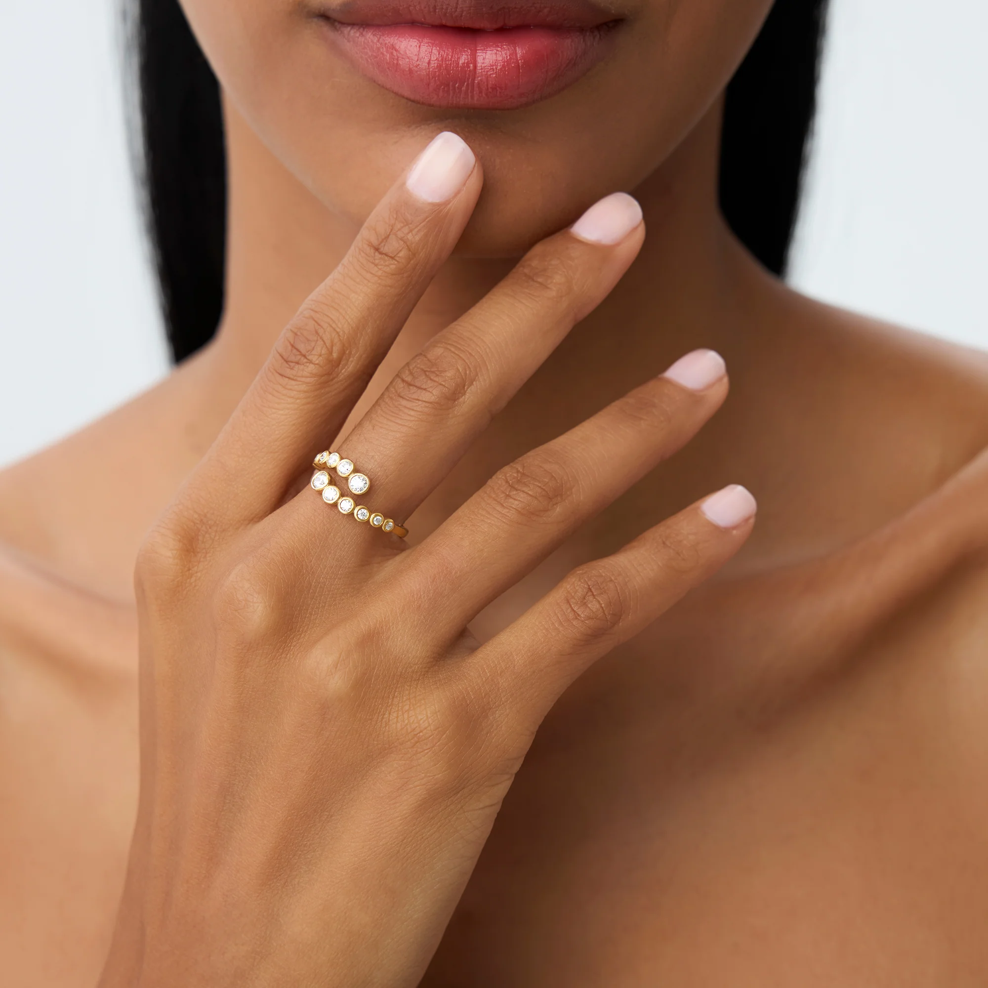 14k Bypass Curve Bezel Setting Diamond Ring - Image 3