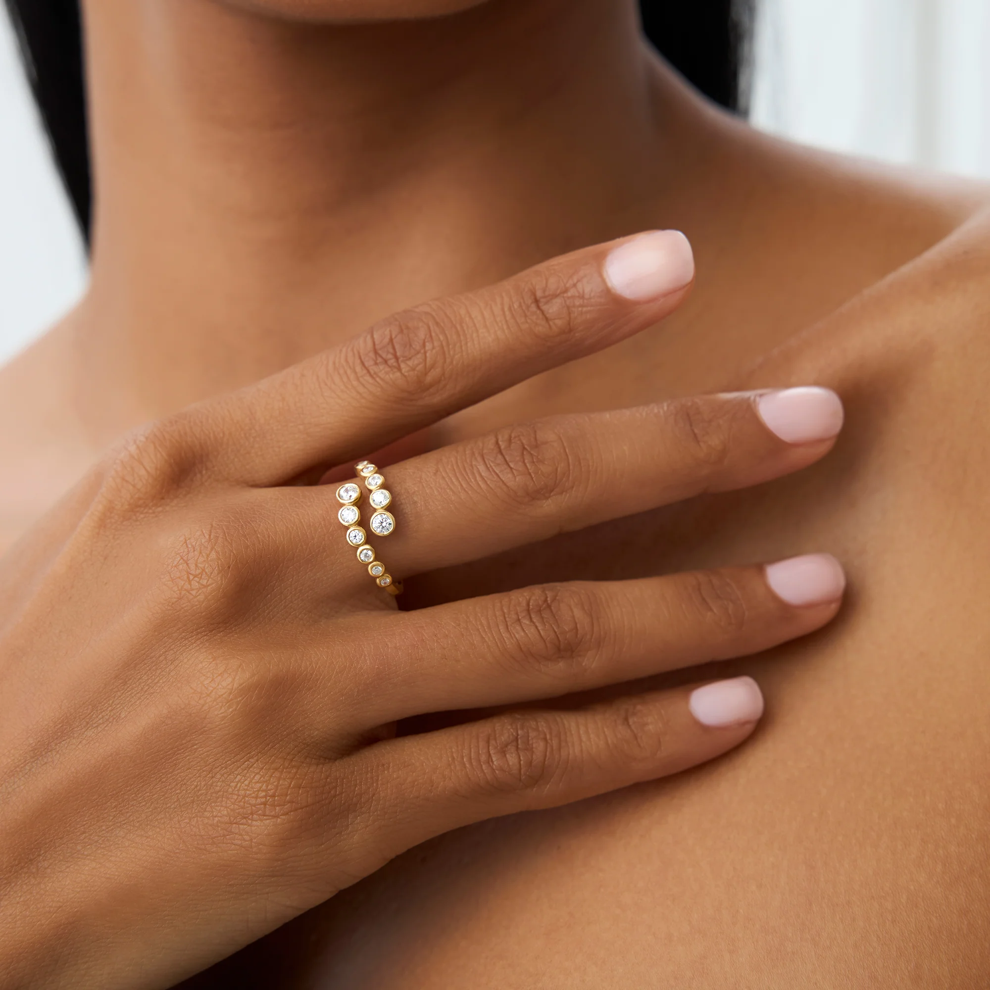 14k Bypass Curve Bezel Setting Diamond Ring - Image 5