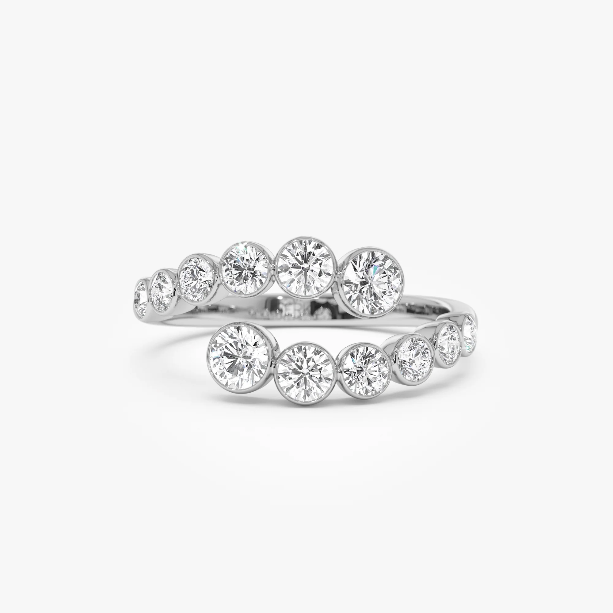 14k Bypass Curve Bezel Setting Diamond Ring - Image 7