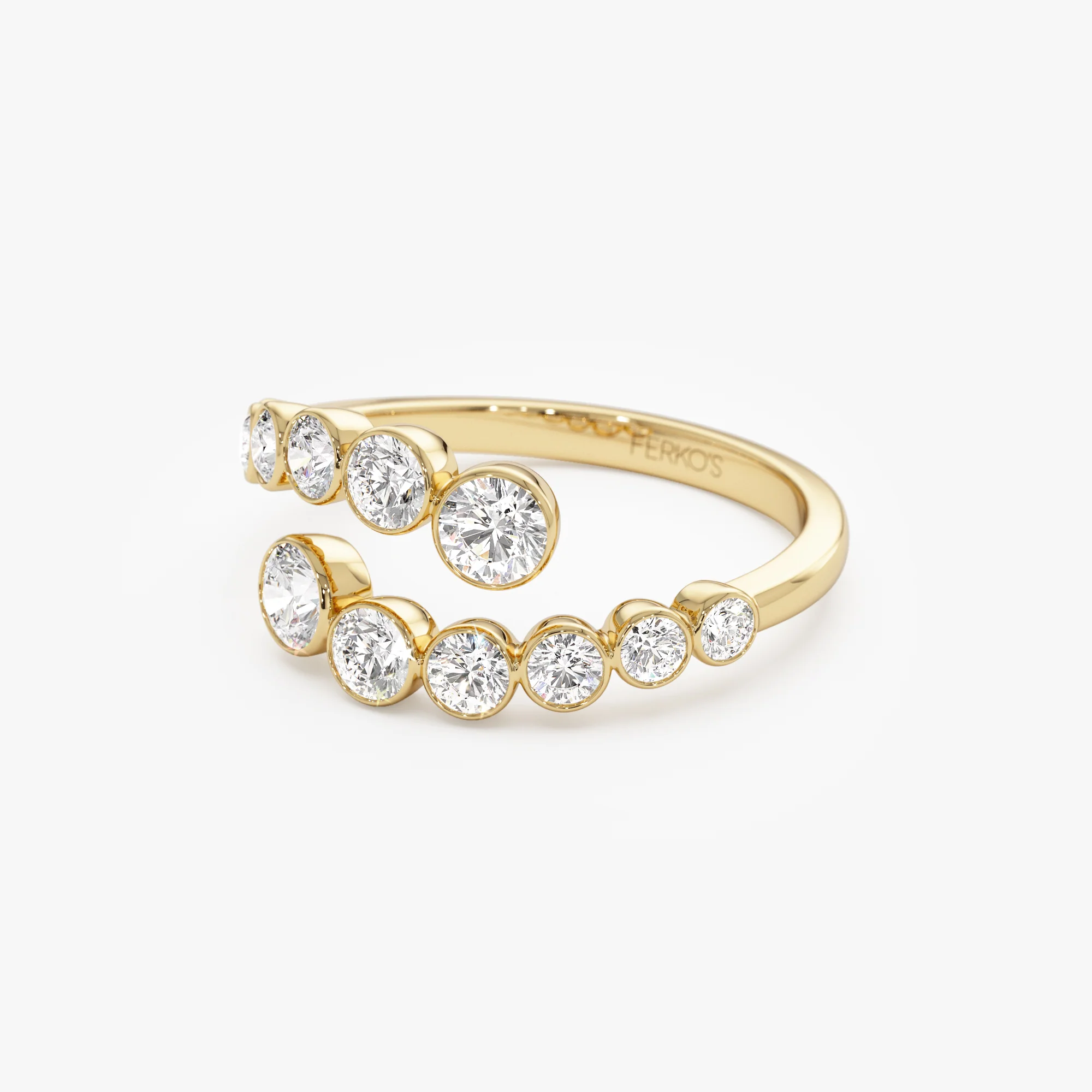 14k Bypass Curve Bezel Setting Diamond Ring - Image 8