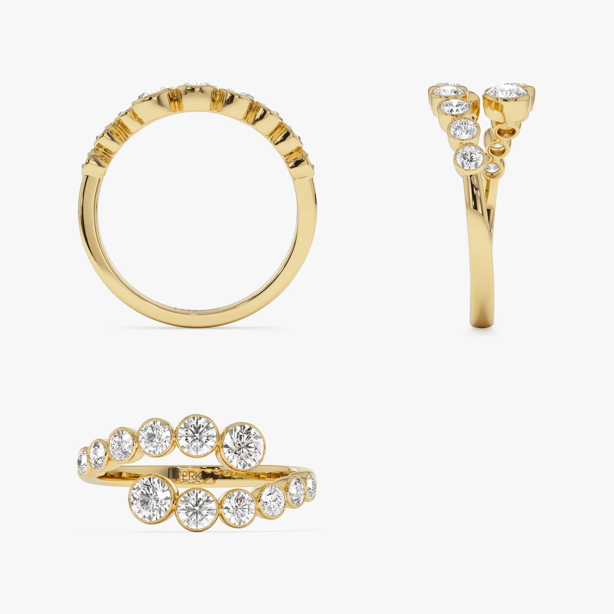 14k Bypass Curve Bezel Setting Diamond Ring - Image 9