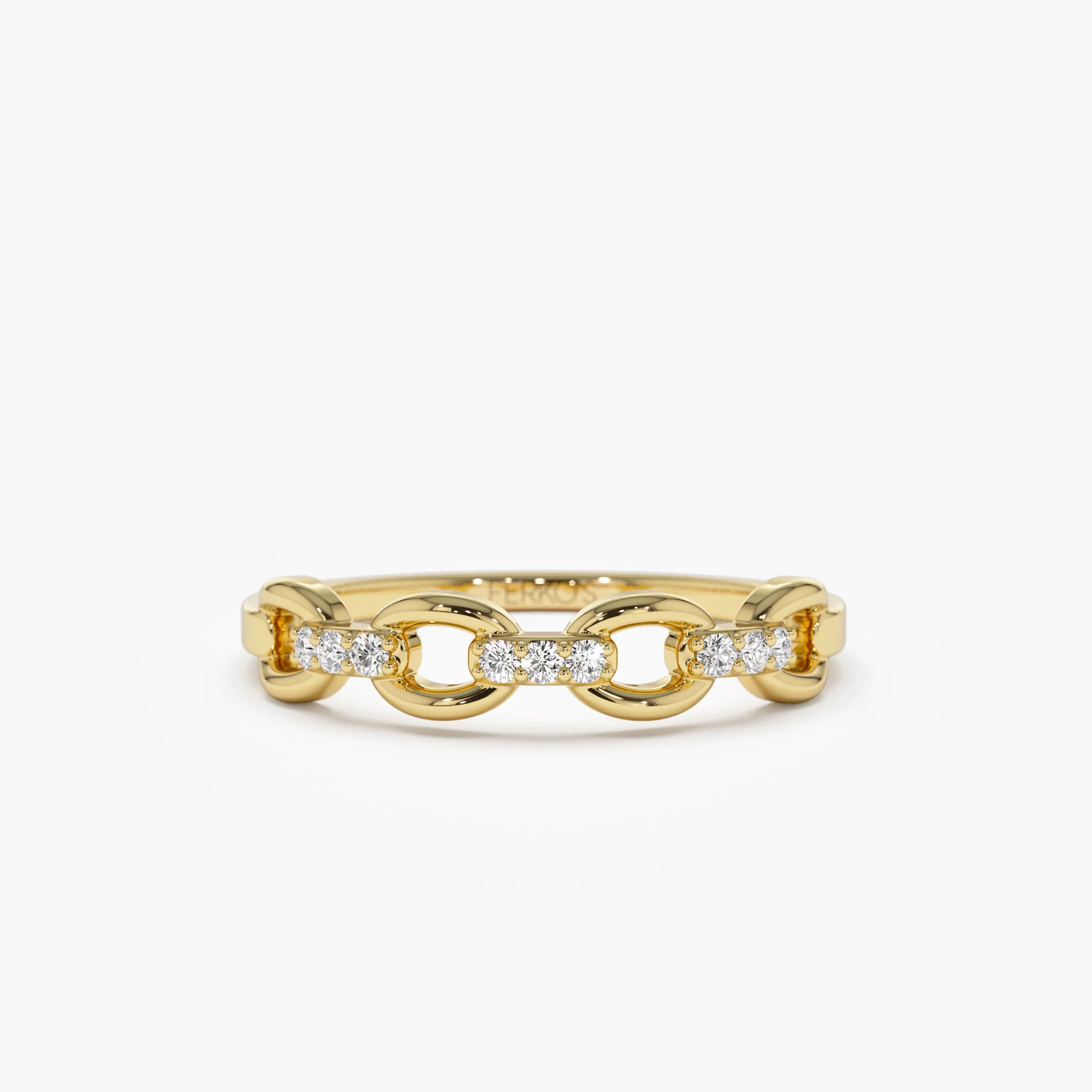 14K Cable Chain Link Diamond Ring