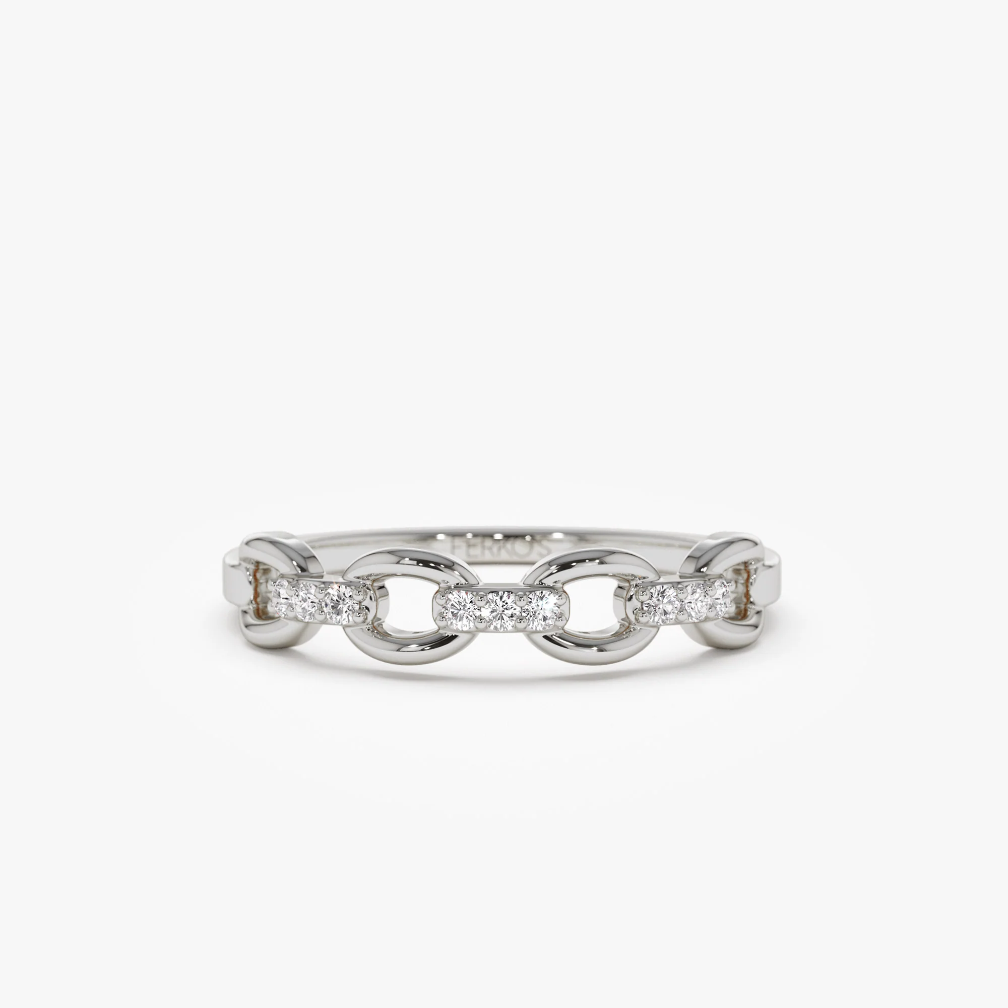 14K Cable Chain Link Diamond Ring - Image 4
