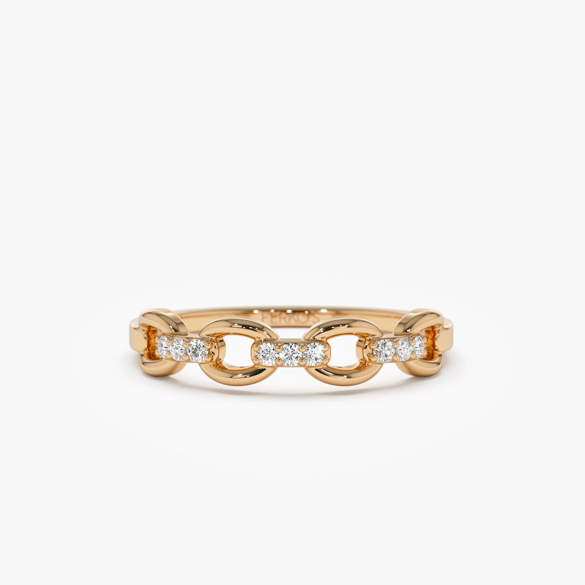 14K Cable Chain Link Diamond Ring - Image 5