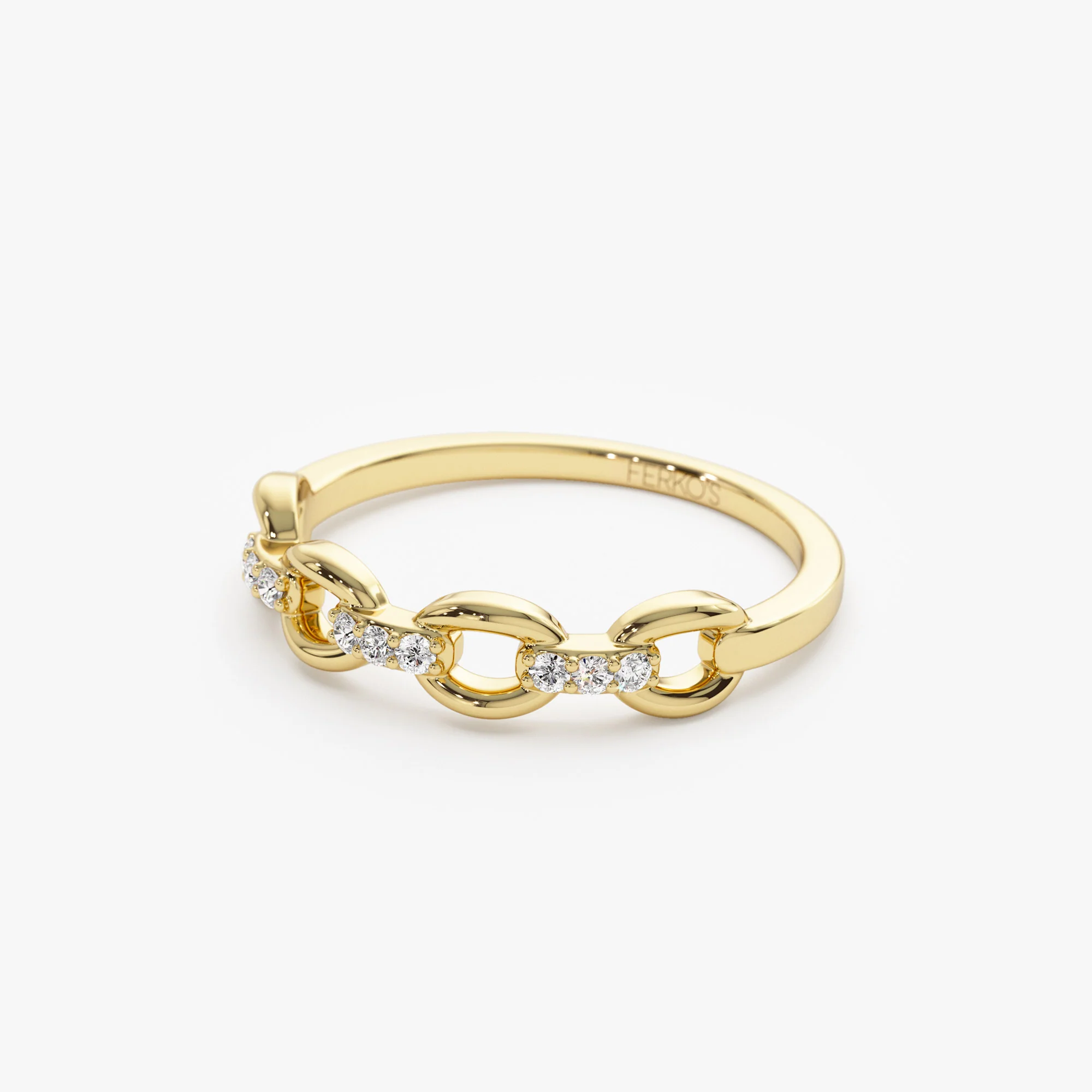 14K Cable Chain Link Diamond Ring - Image 6
