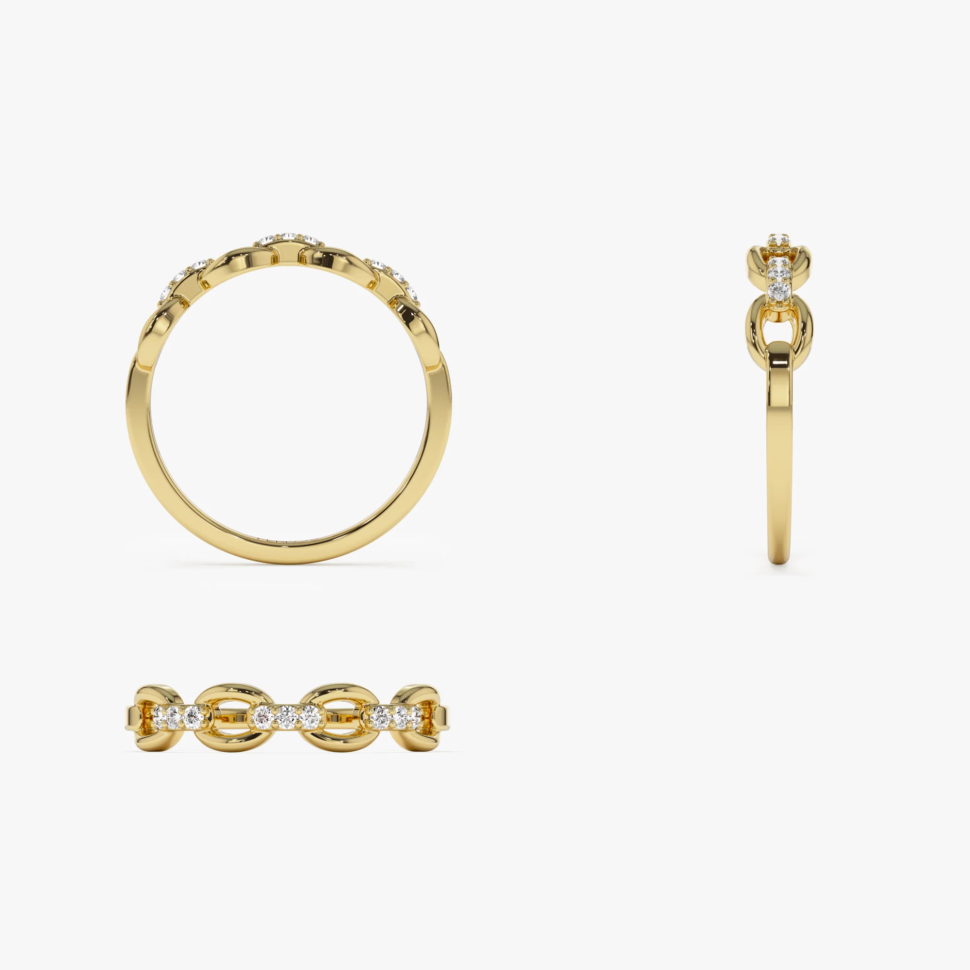14K Cable Chain Link Diamond Ring - Image 7
