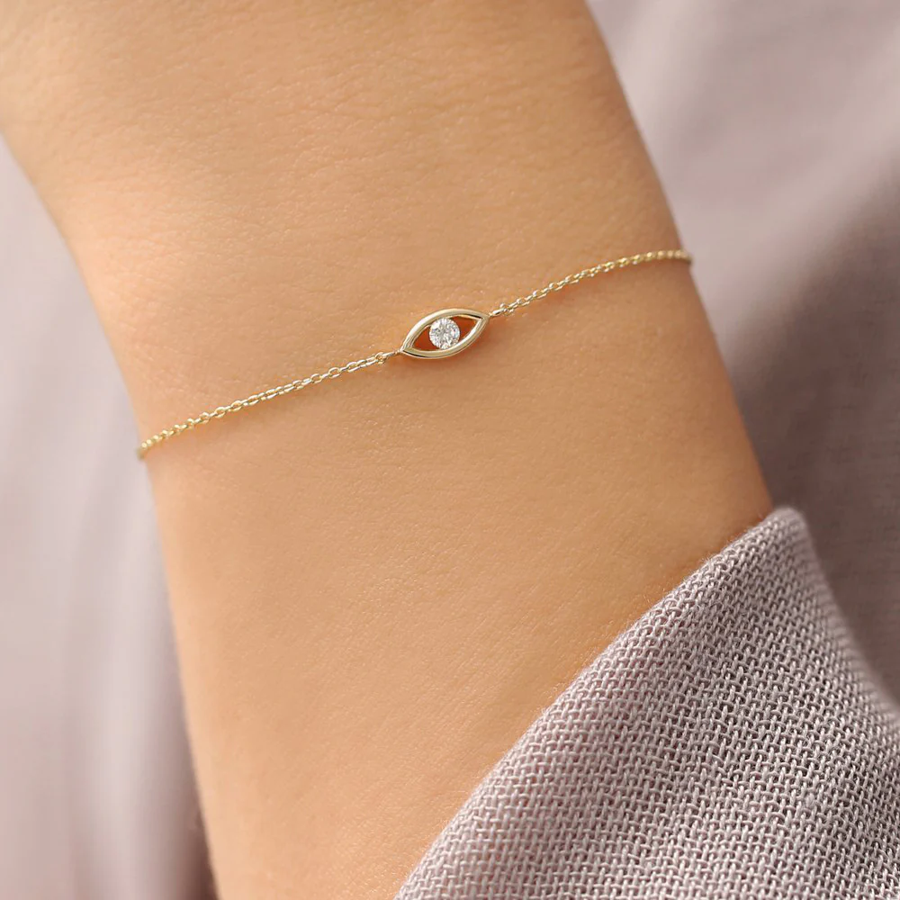 14k Channel Setting Diamond Evil Eye Bracelet - Image 2