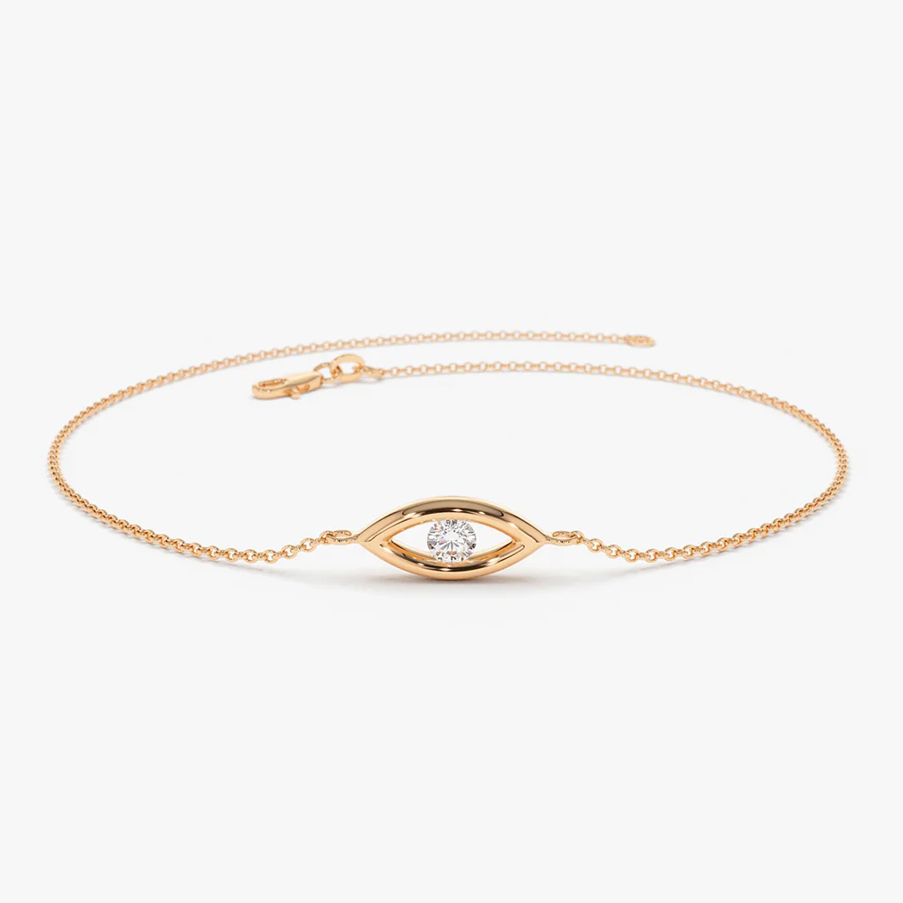 14k Channel Setting Diamond Evil Eye Bracelet - Image 4