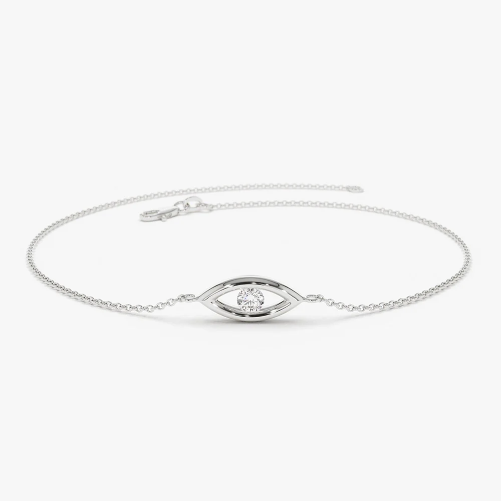 14k Channel Setting Diamond Evil Eye Bracelet - Image 5