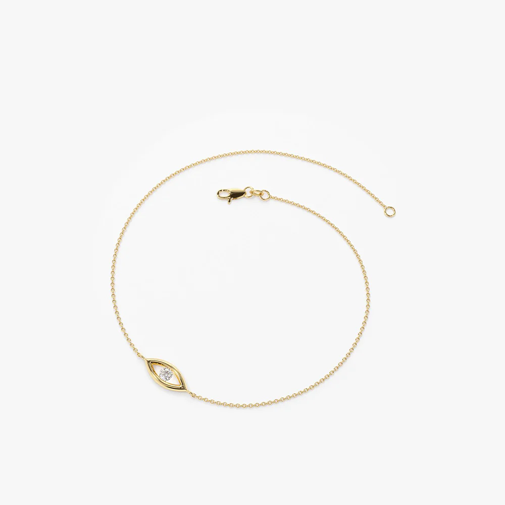 14k Channel Setting Diamond Evil Eye Bracelet - Image 6