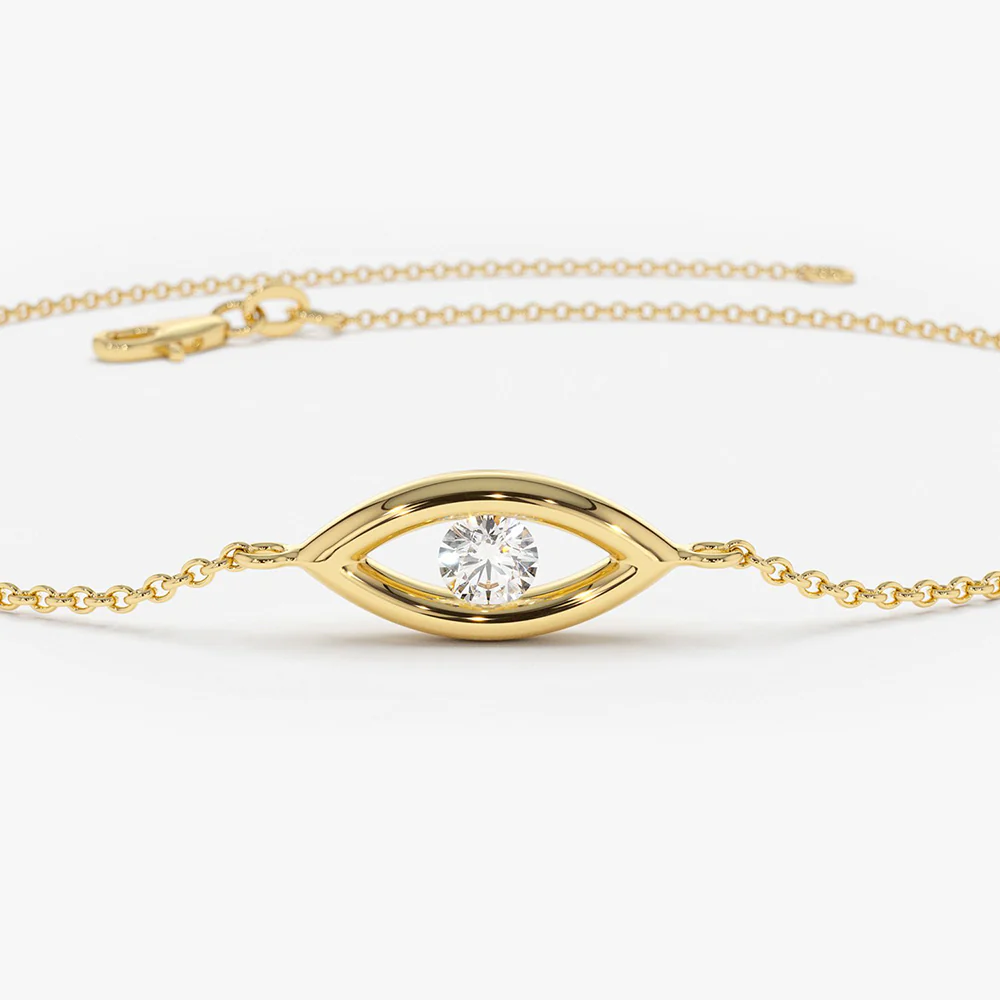 14k Channel Setting Diamond Evil Eye Bracelet - Image 7