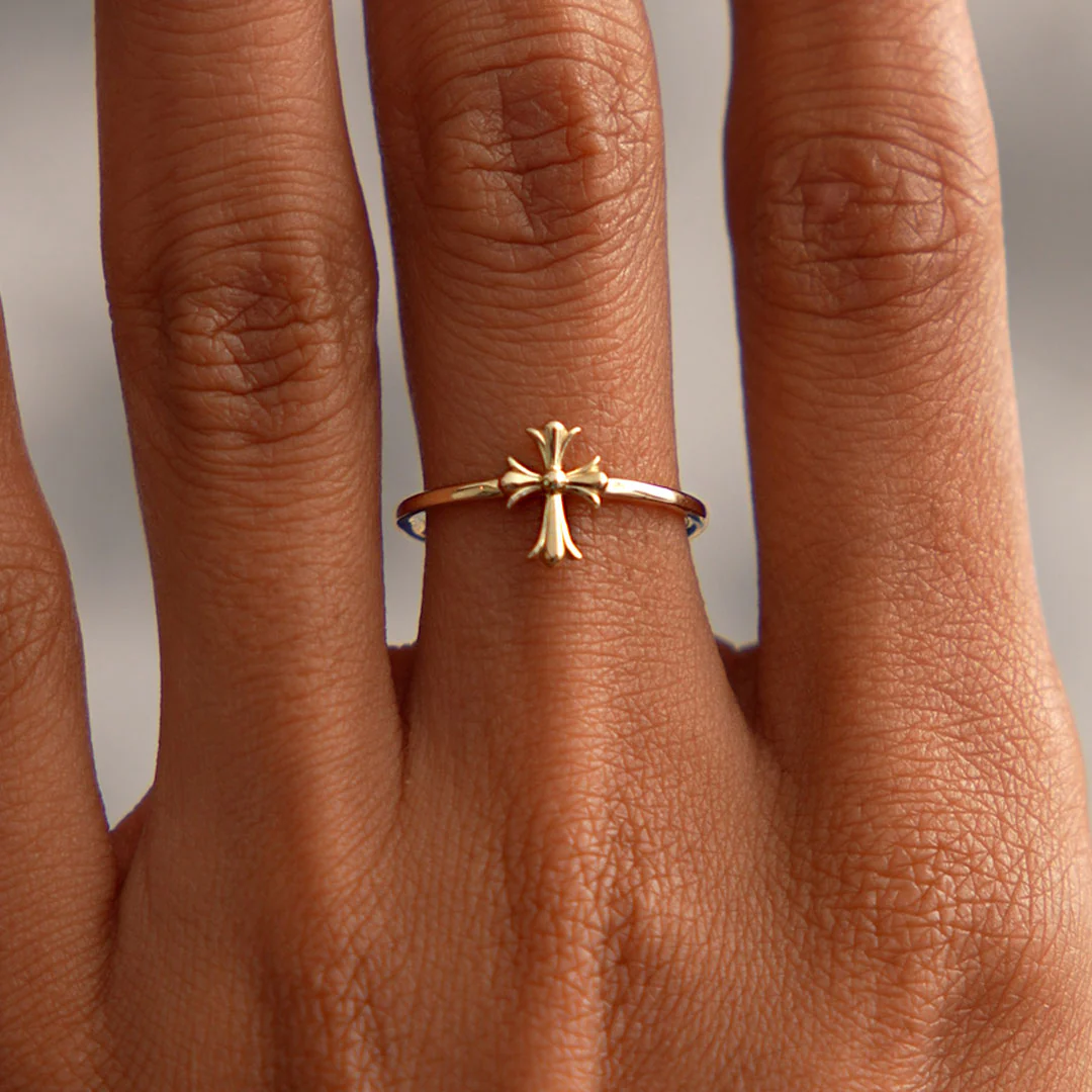 14K Chrome Hearts Cross Band Ring - Image 4