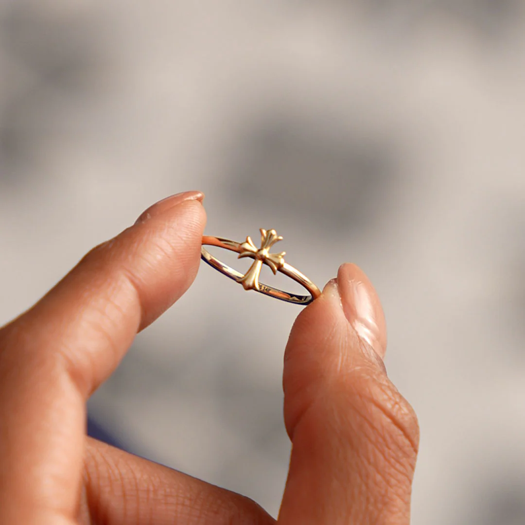 14K Chrome Hearts Cross Band Ring - Image 5