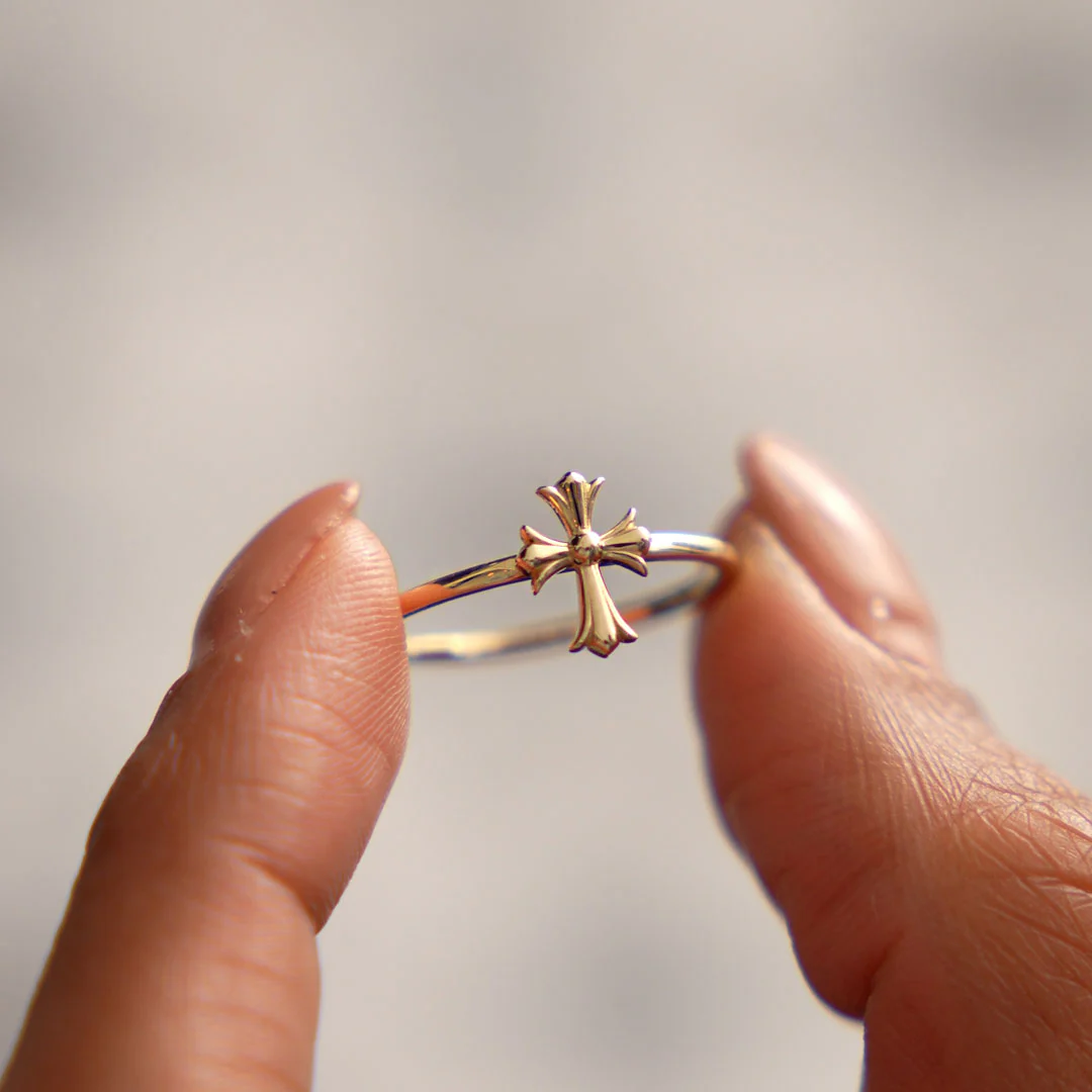 14K Chrome Hearts Cross Band Ring - Image 6