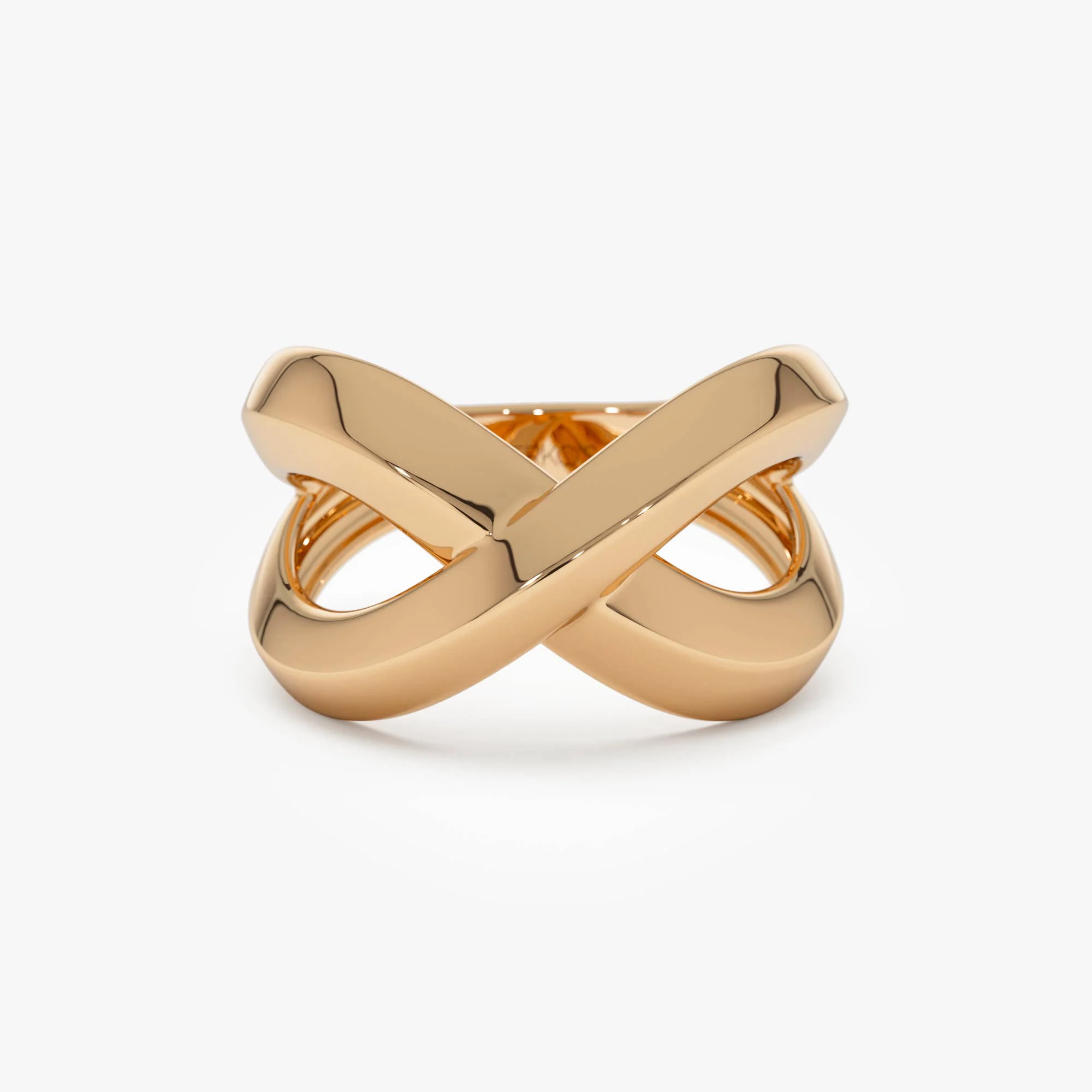 14K Chunky Gold Criss Cross Statement Ring - Image 5