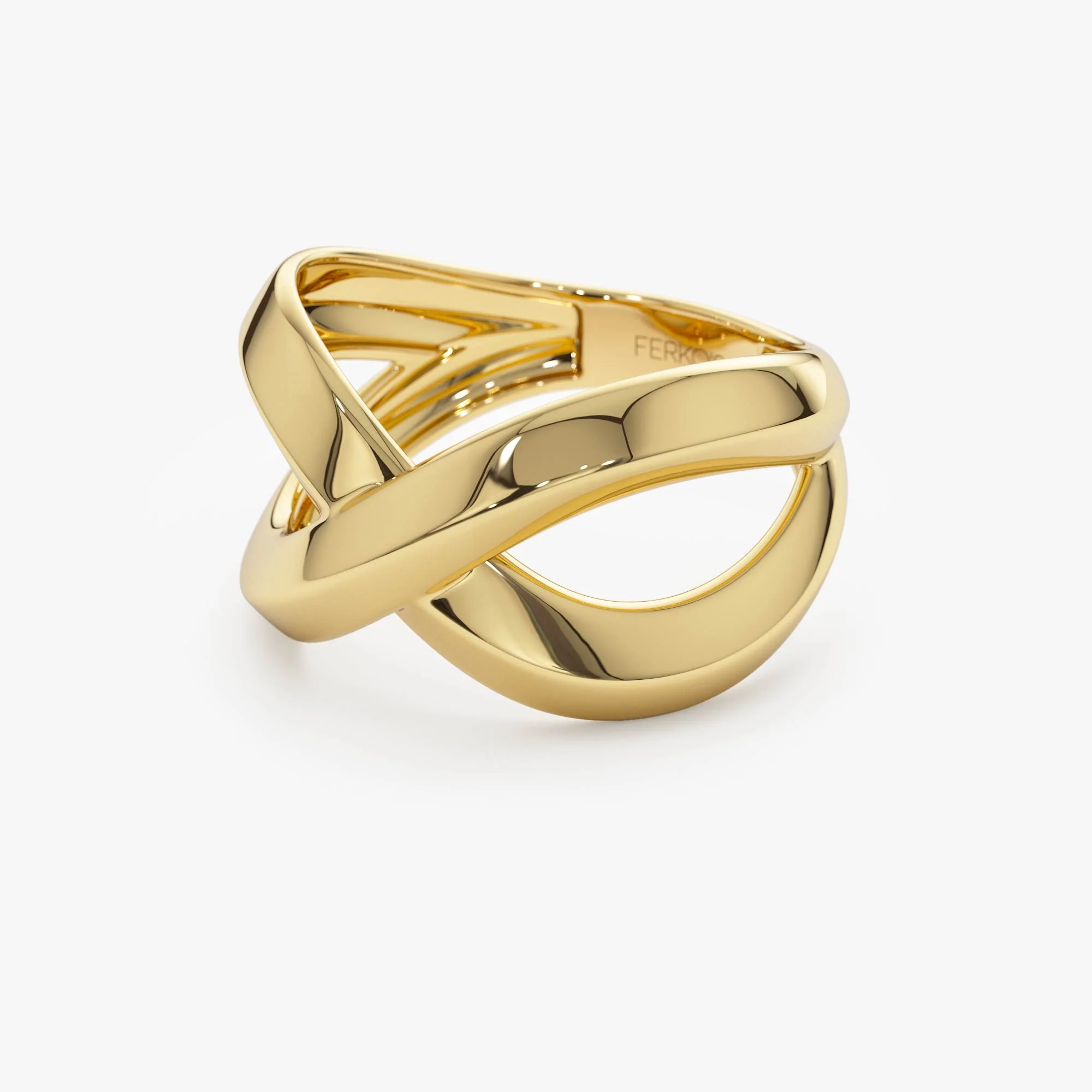 14K Chunky Gold Criss Cross Statement Ring - Image 7