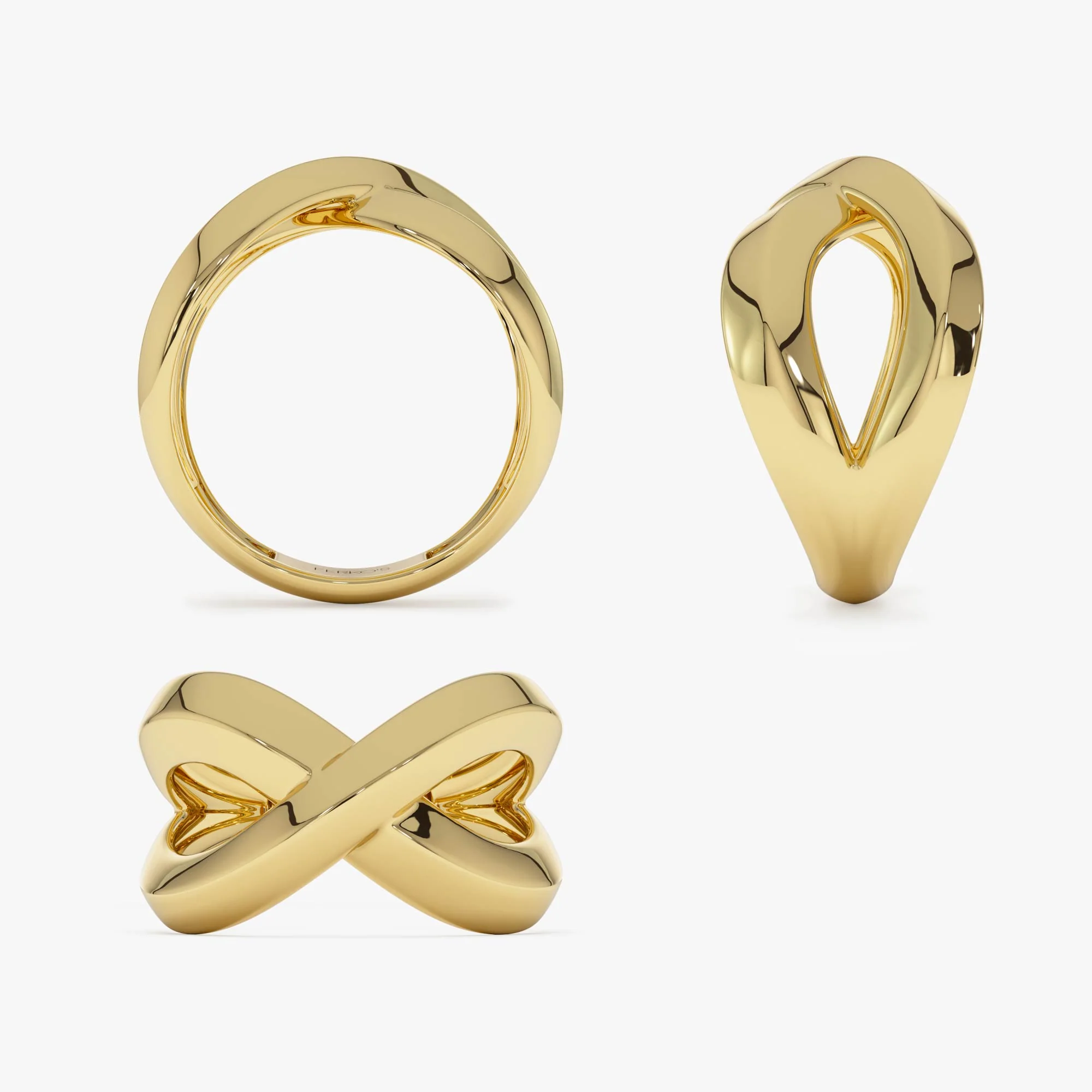 14K Chunky Gold Criss Cross Statement Ring - Image 8