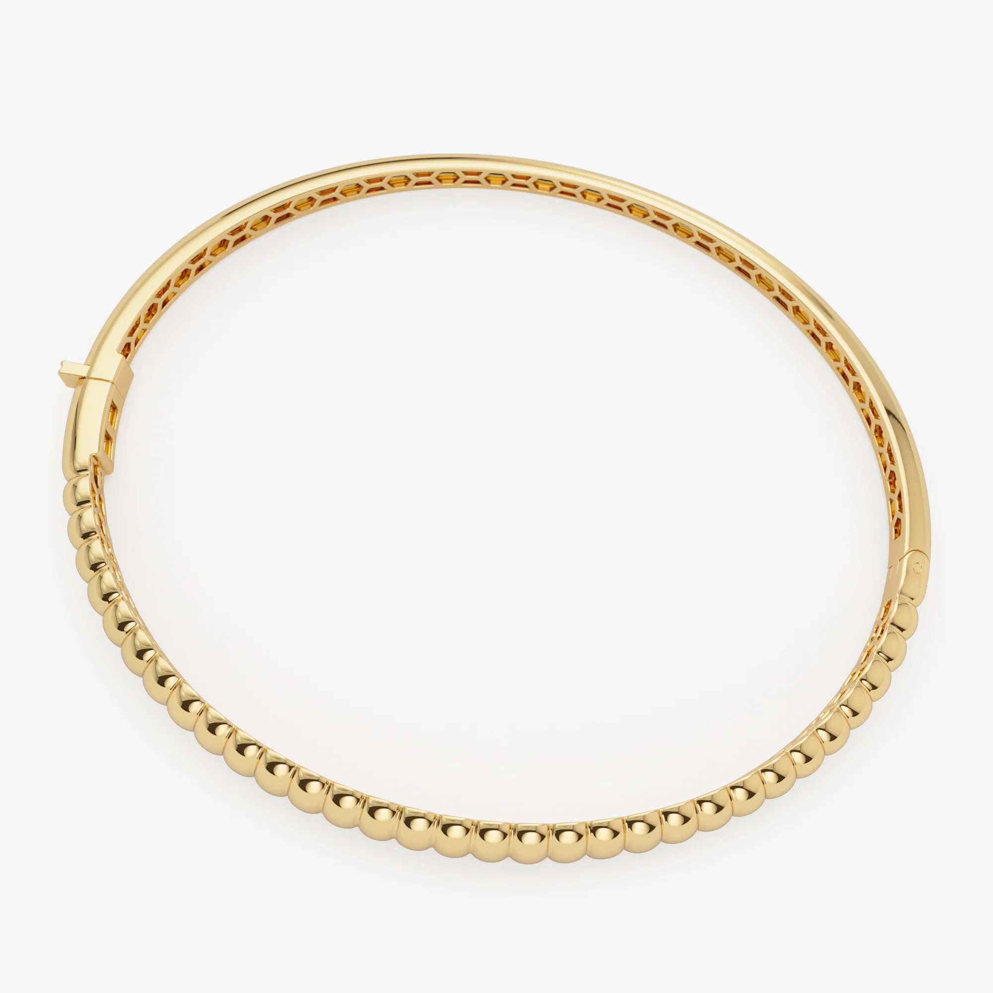 14k Chunky Ribbed Gold Bangle Bracelet - Image 8