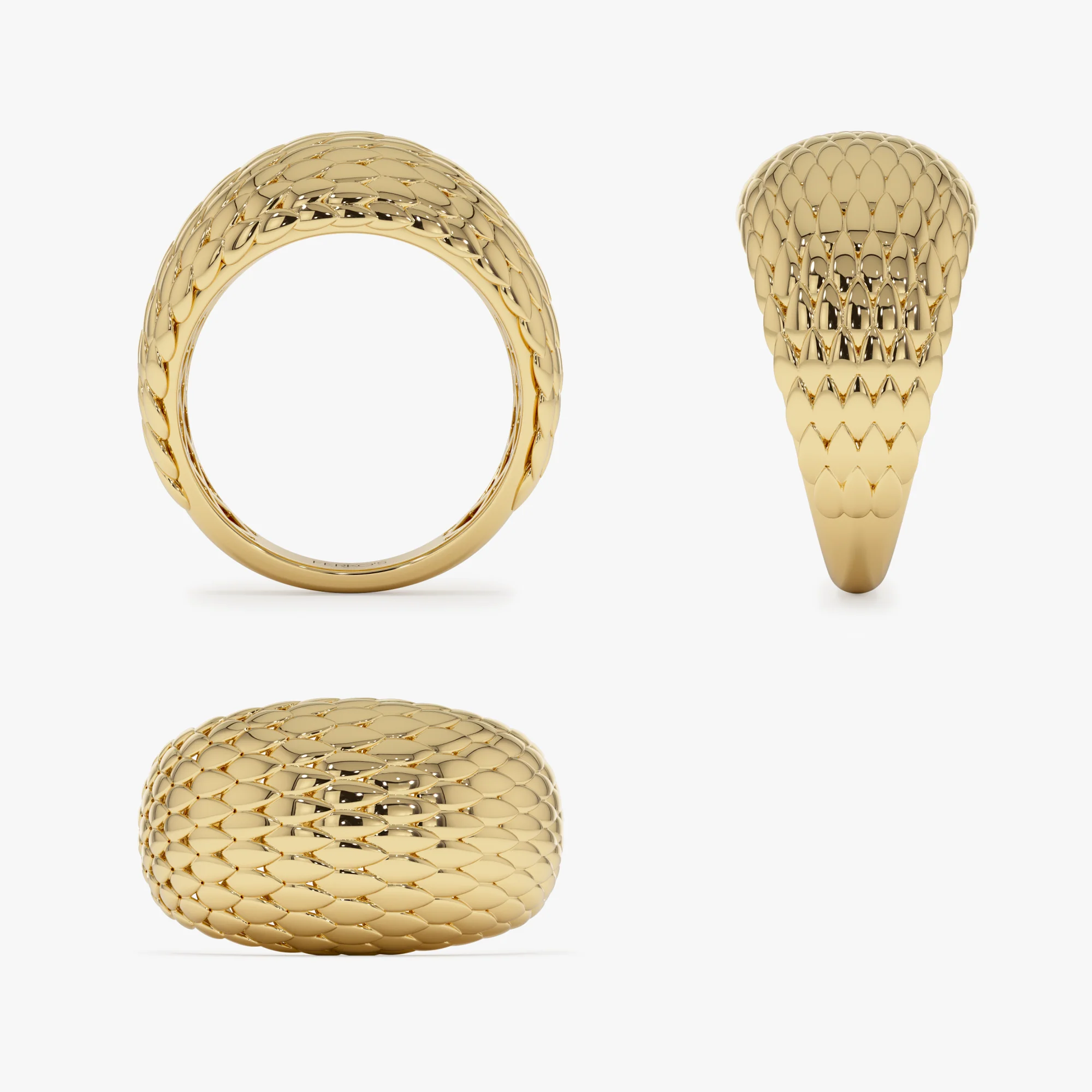 14K Chunky Snake Skin Texture Ring - Image 8